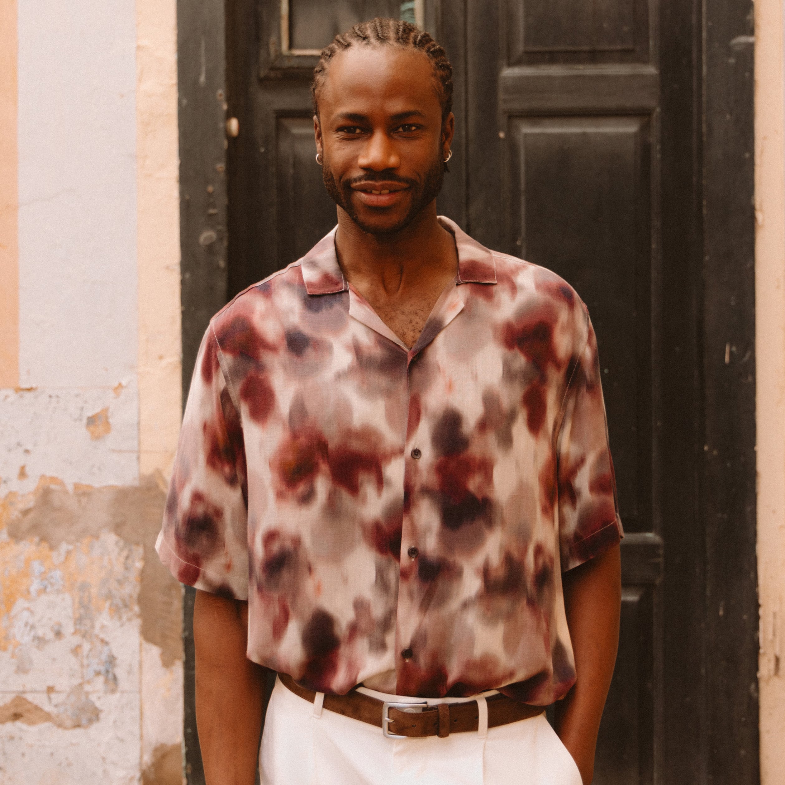 Chemise boyfriend manches courtes prune homme