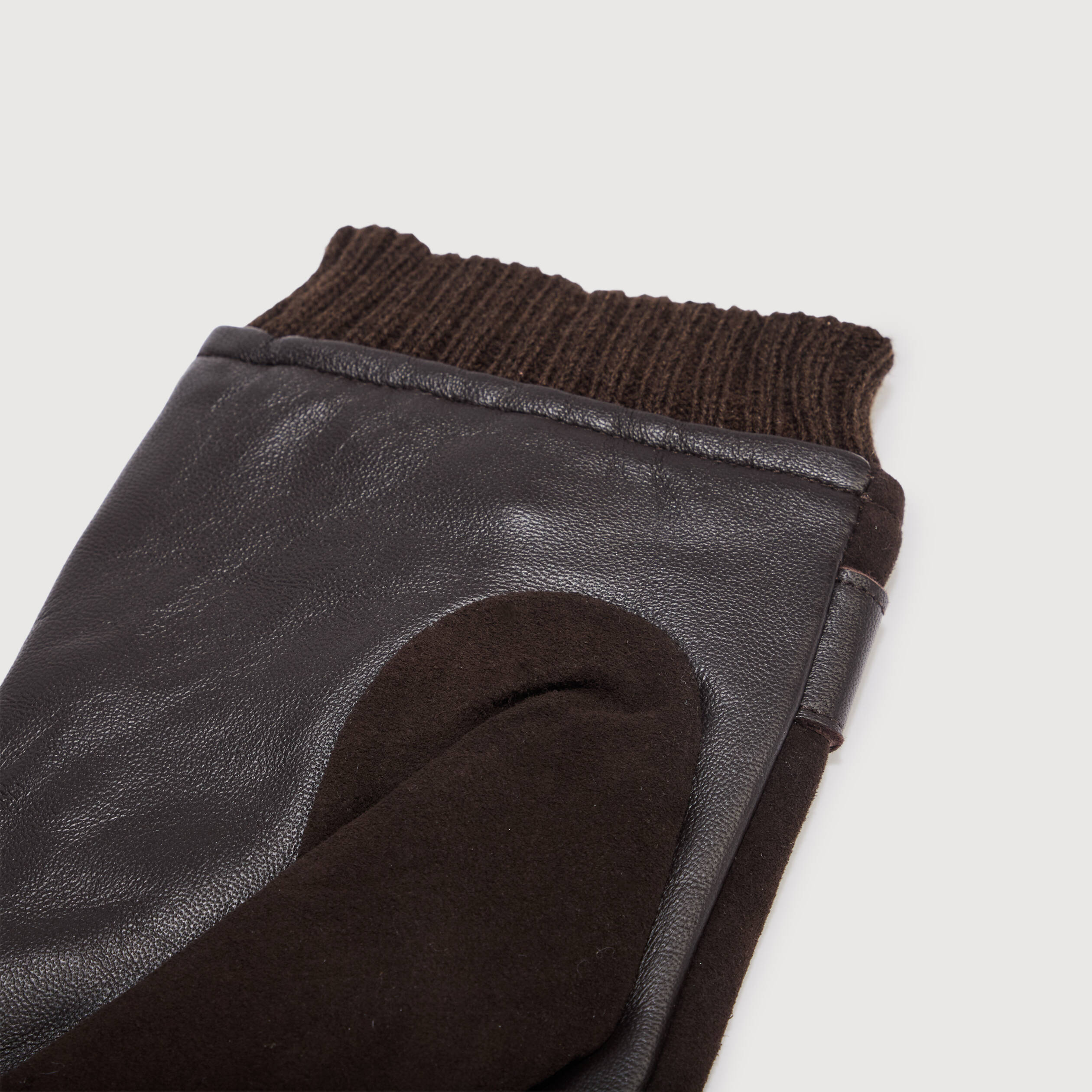 Gants en cuir avec doublure marron homme