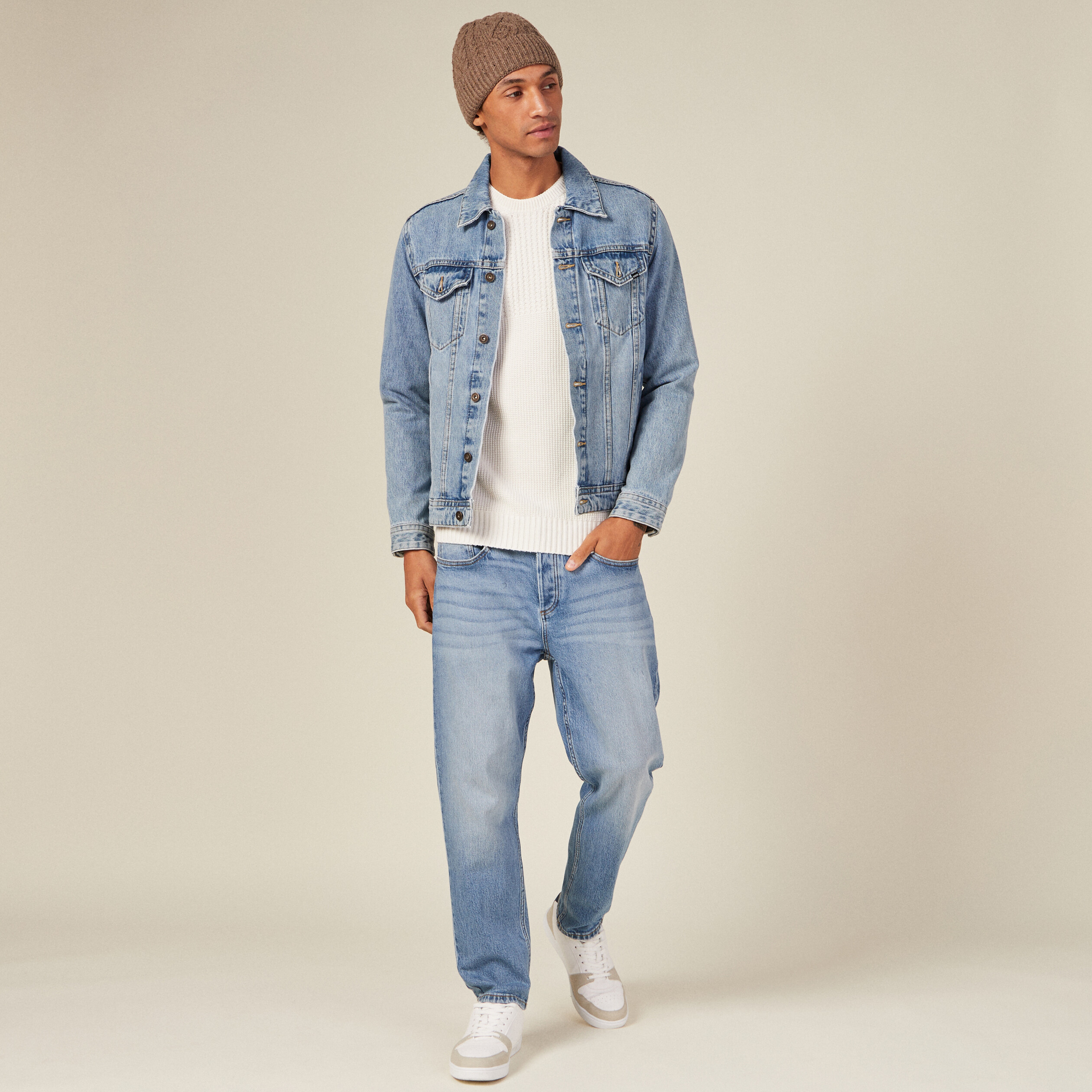 pull manches longues fabrique en france ecru homme Pull manches longues fabriqué en France ecru homme
