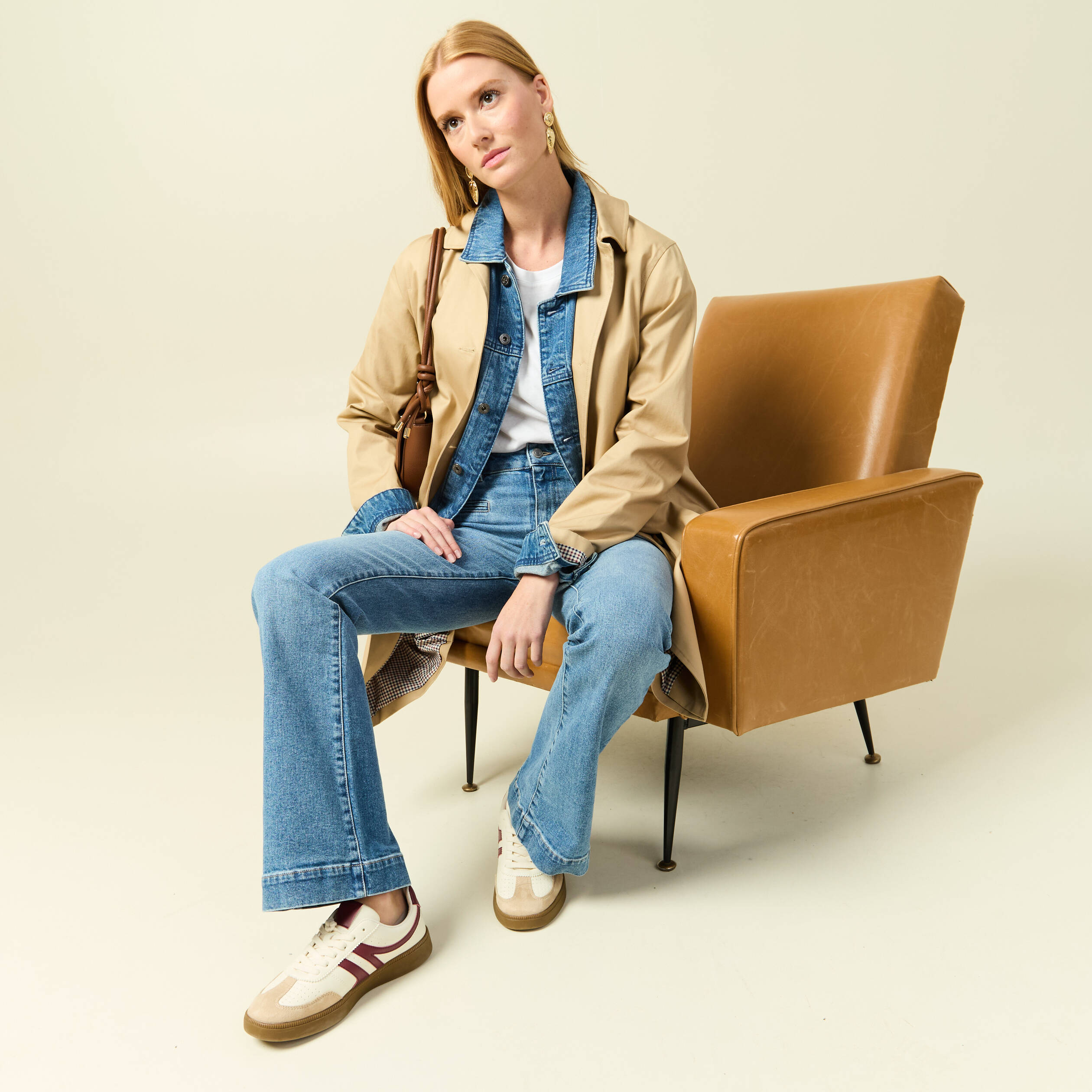 Jeans flare 7/8&egrave;me denim stone femme