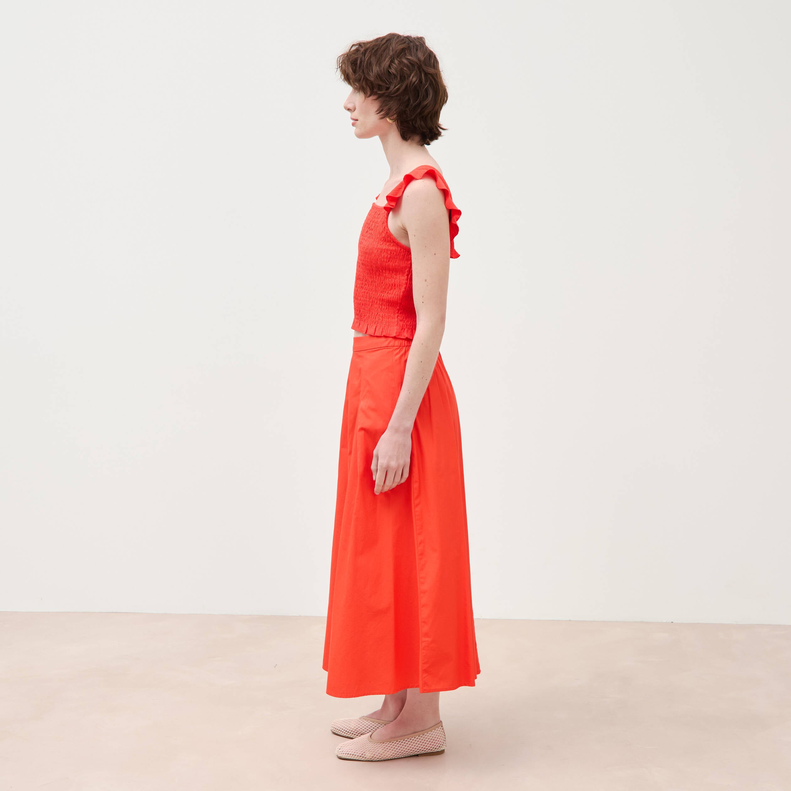 D&eacute;bardeur cintr&eacute; cropped d&eacute;collet&eacute; orange fonc&eacute; femme