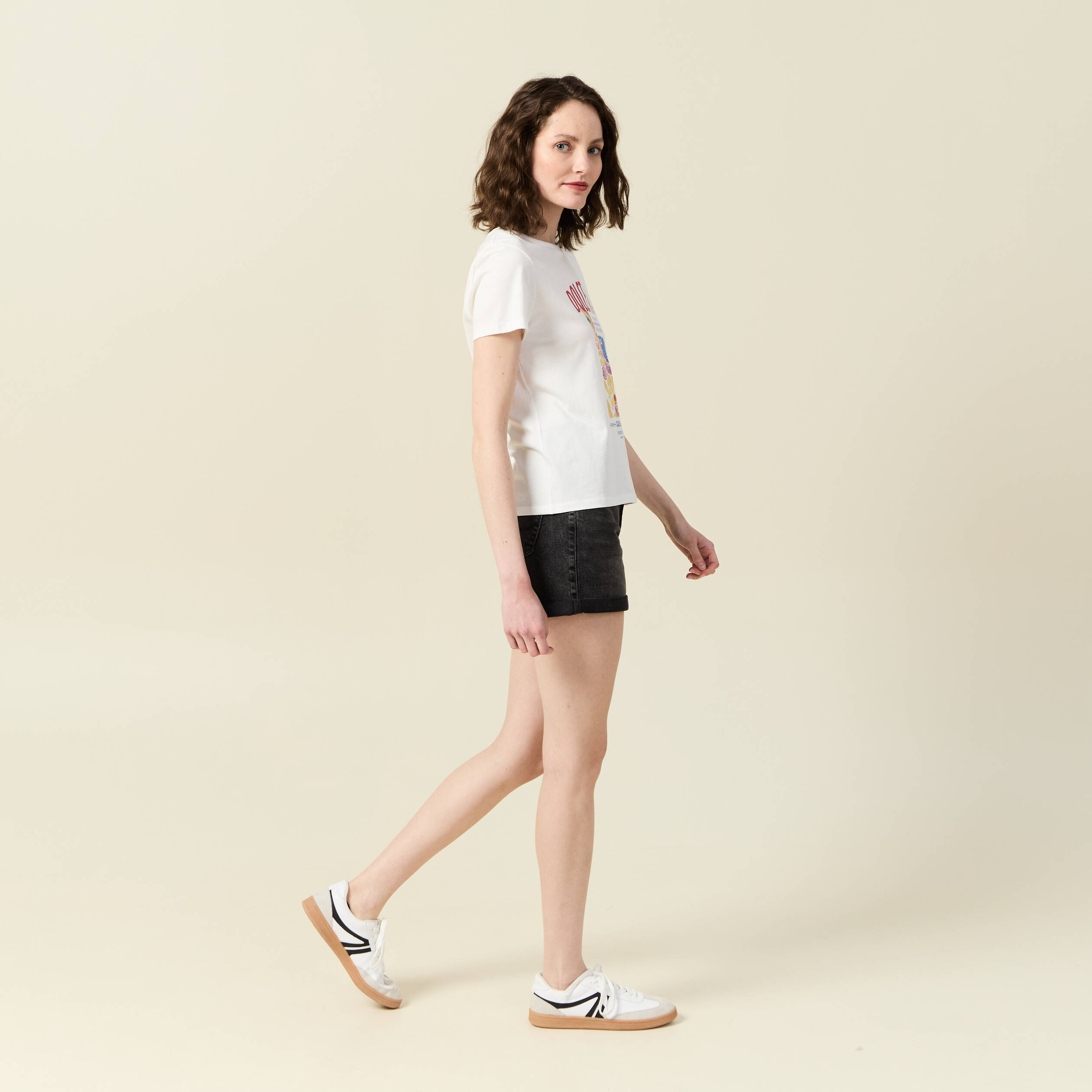 T-shirt manches courtes ecru femme