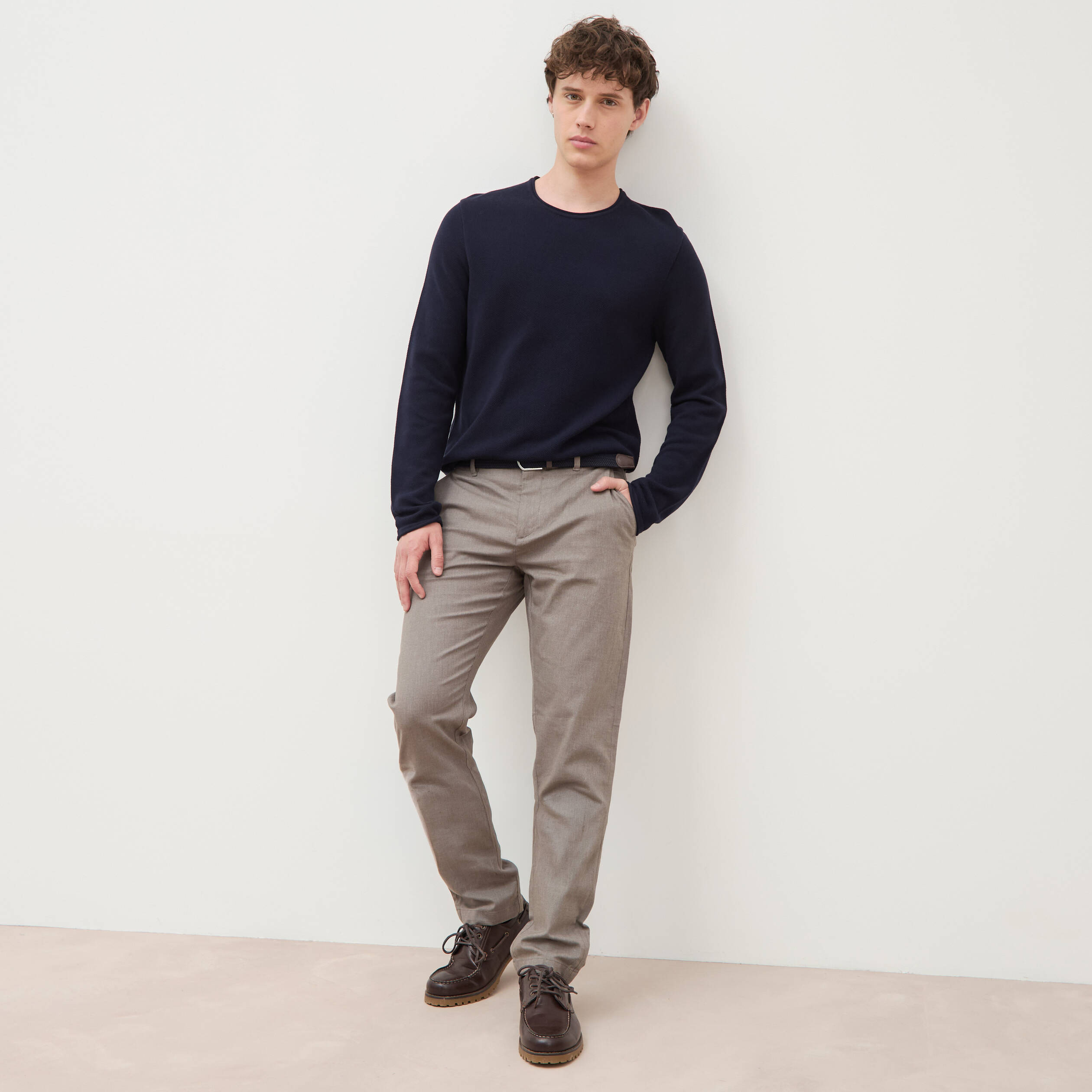 Pantalon chino straight taupe homme