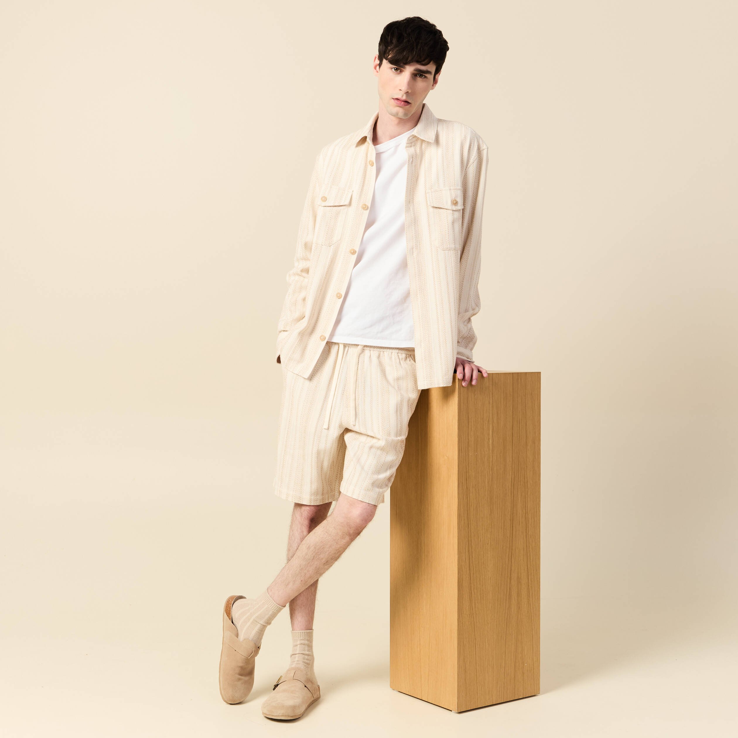 short droit en tricot ecru homme Short droit en tricot ecru homme