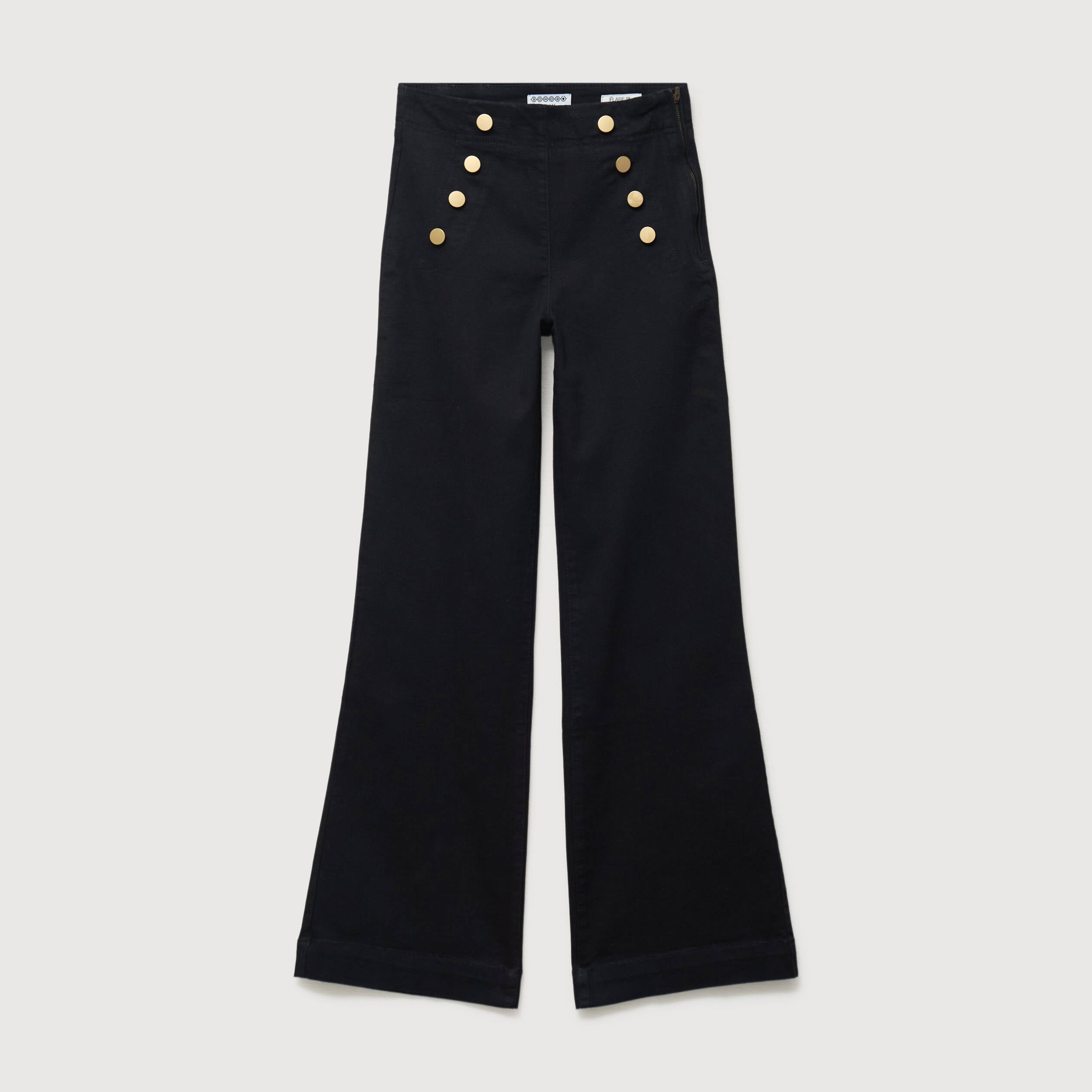 Jeans bootcut taille haute 7/8&egrave;me denim noir femme