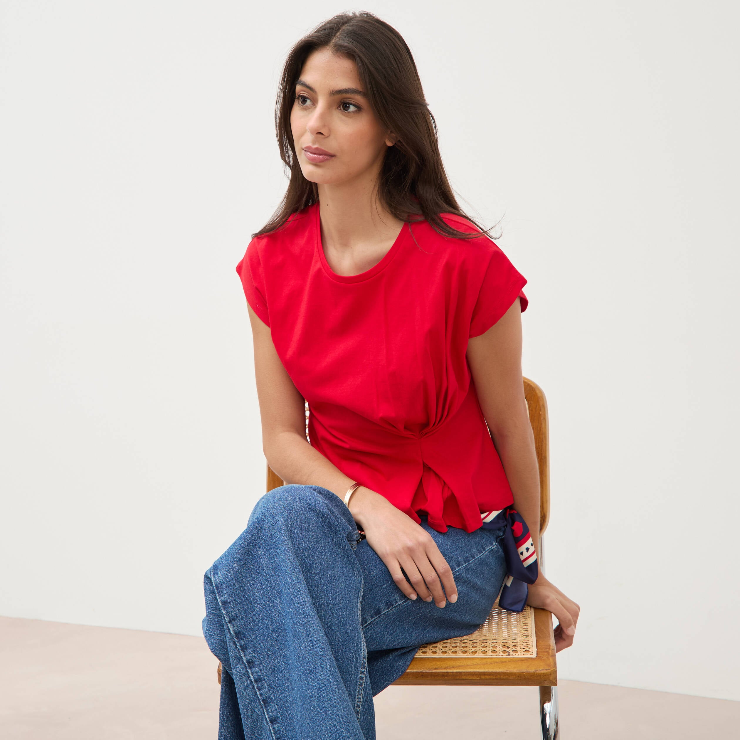 T-shirt manches courtes rouge femme