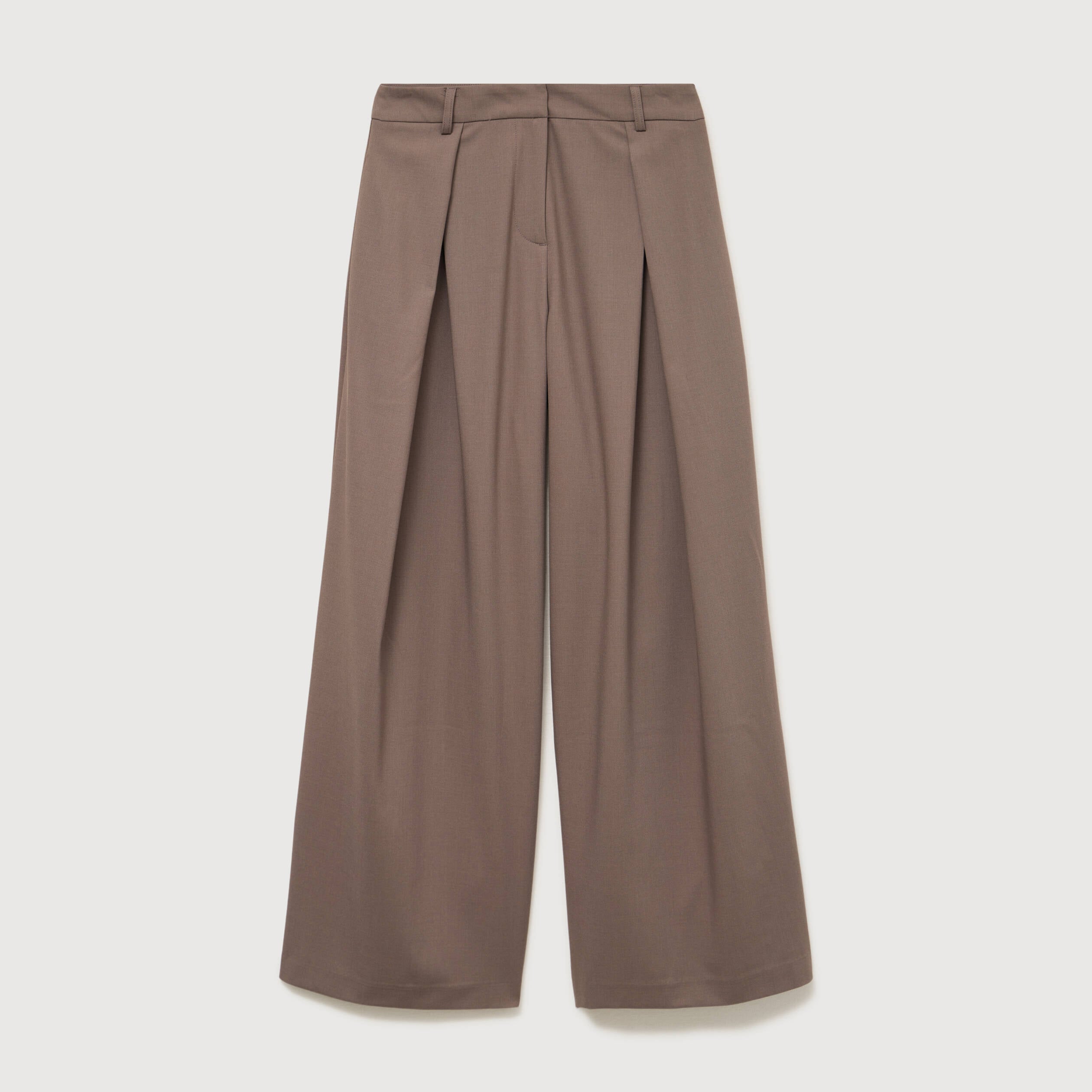 Pantalon large taille standard marron femme