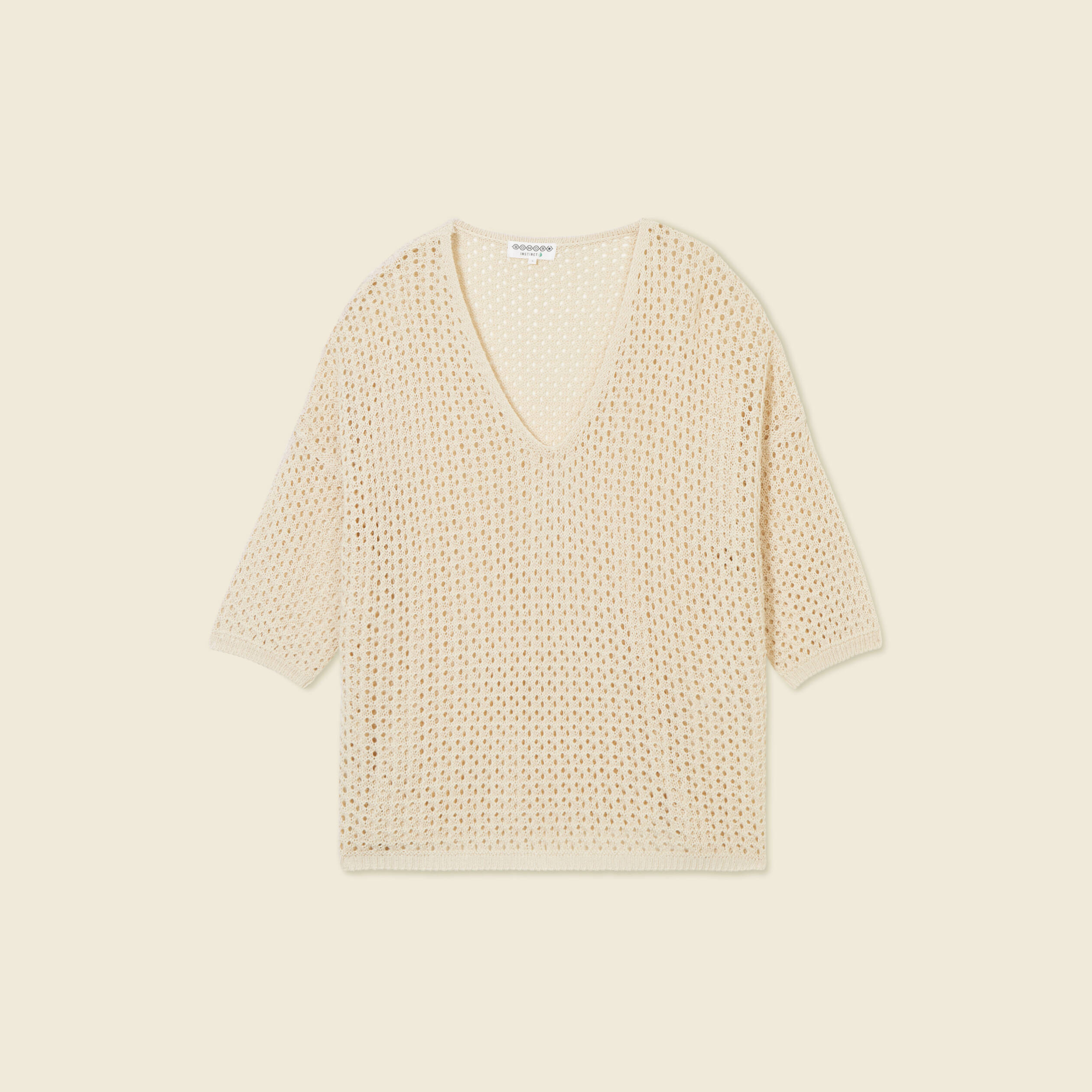 pull col en v eco responsable creme femme Pull col en V éco-responsable creme femme