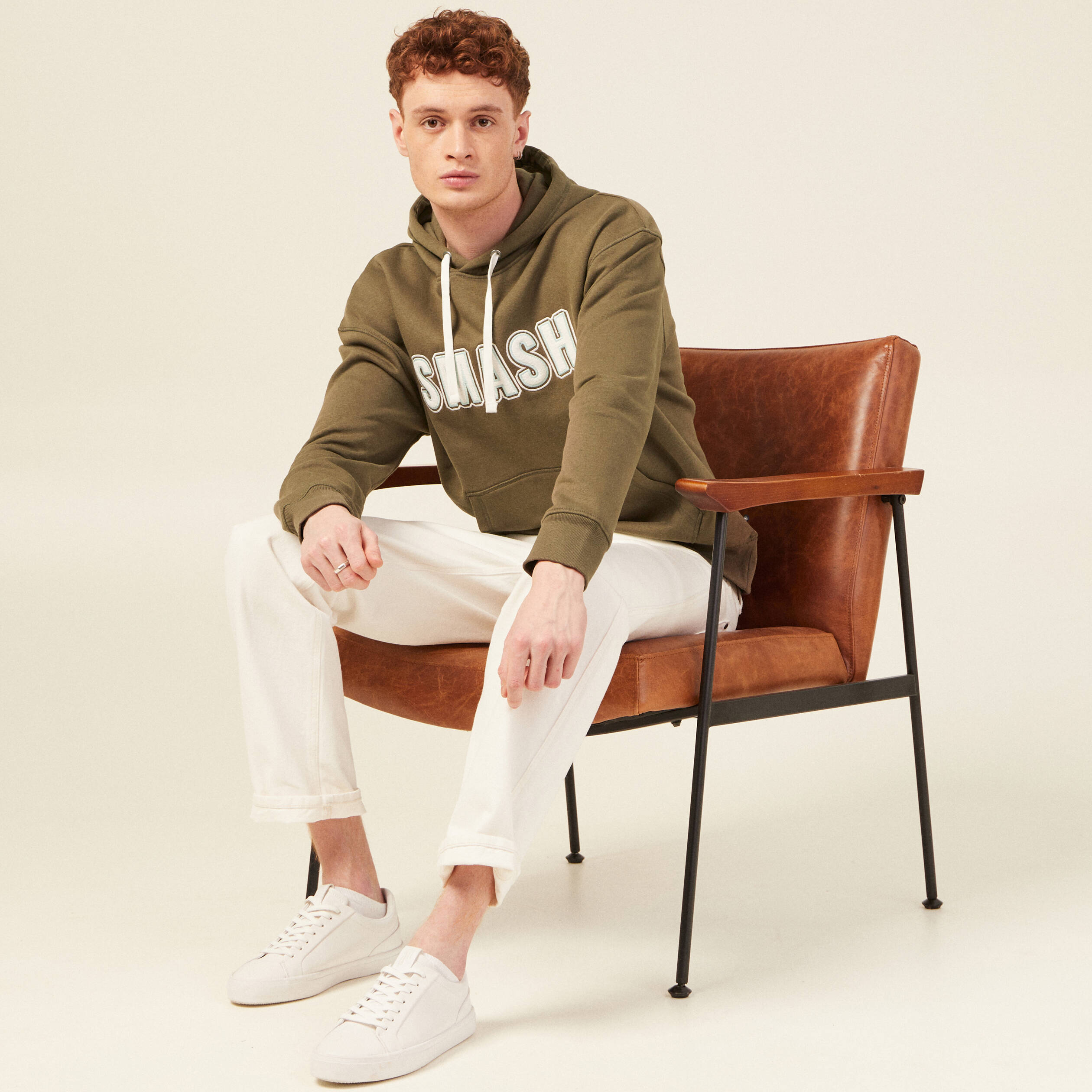 Sweat &agrave; capuche taupe homme