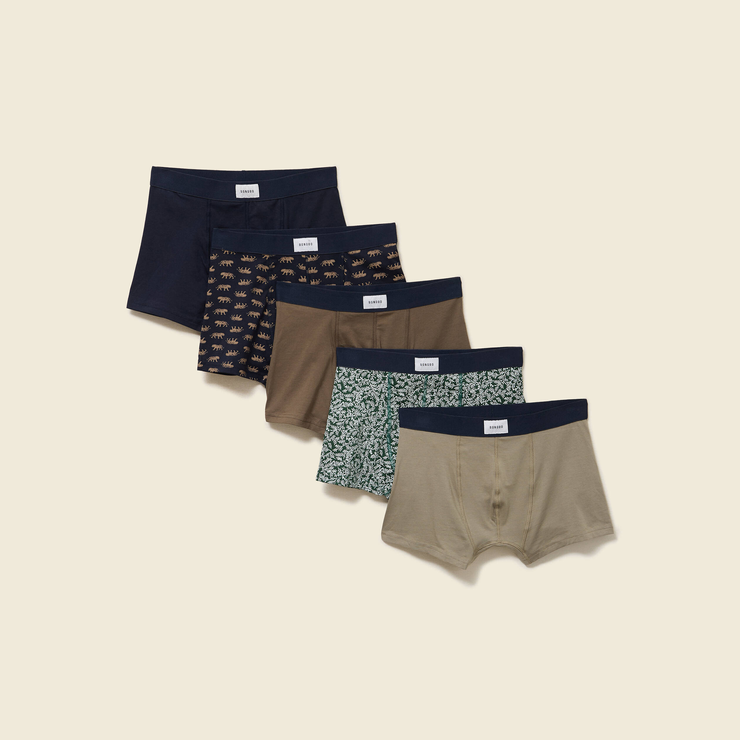 Lot de 5 boxers taupe homme