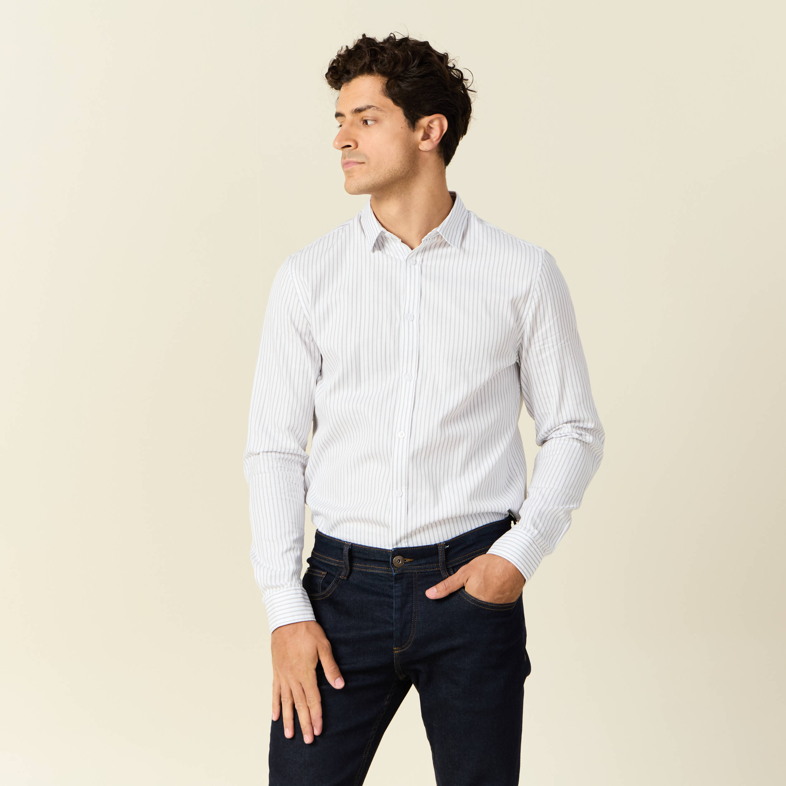 Chemise manches longues gris homme