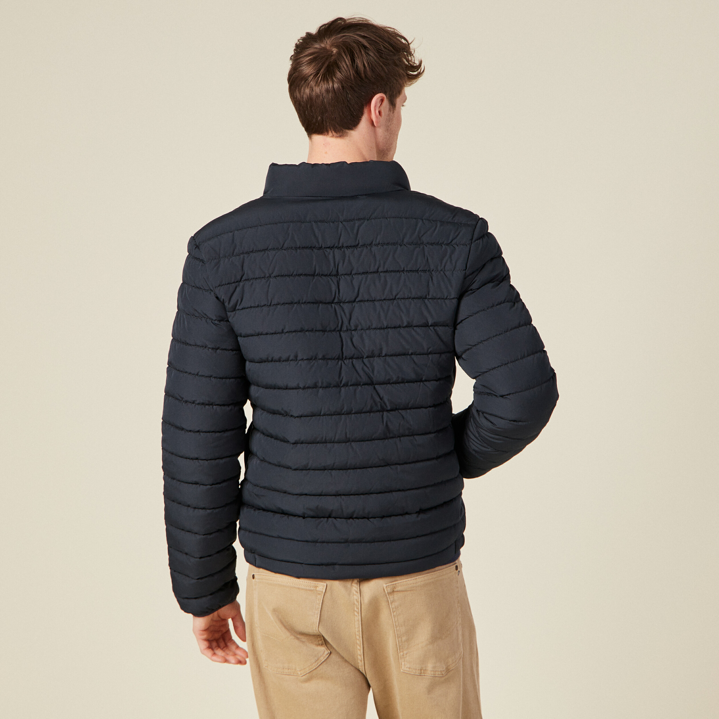 Doudoune droite col montant bleu marine homme