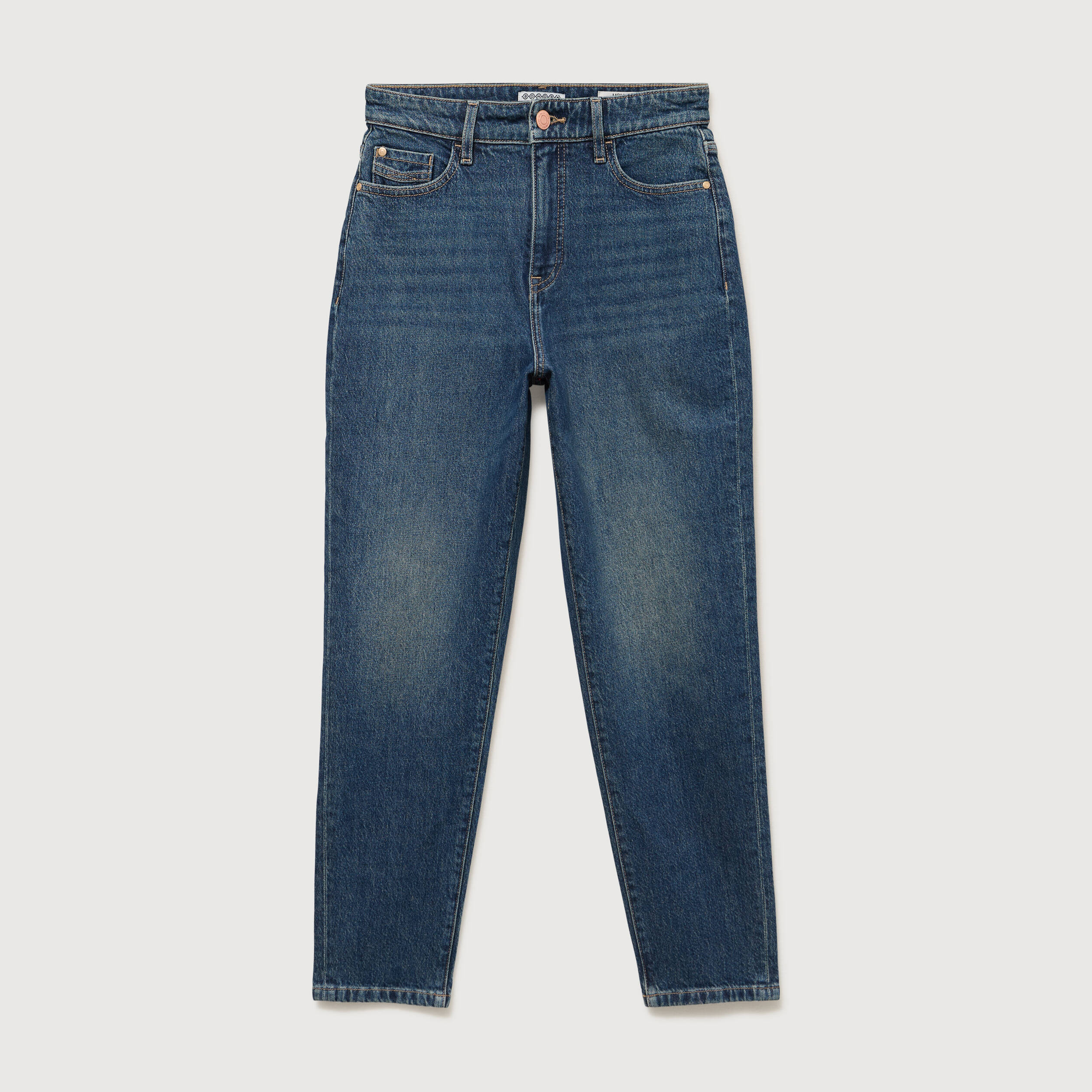 Jeans mom 7/8&egrave;me bleu femme