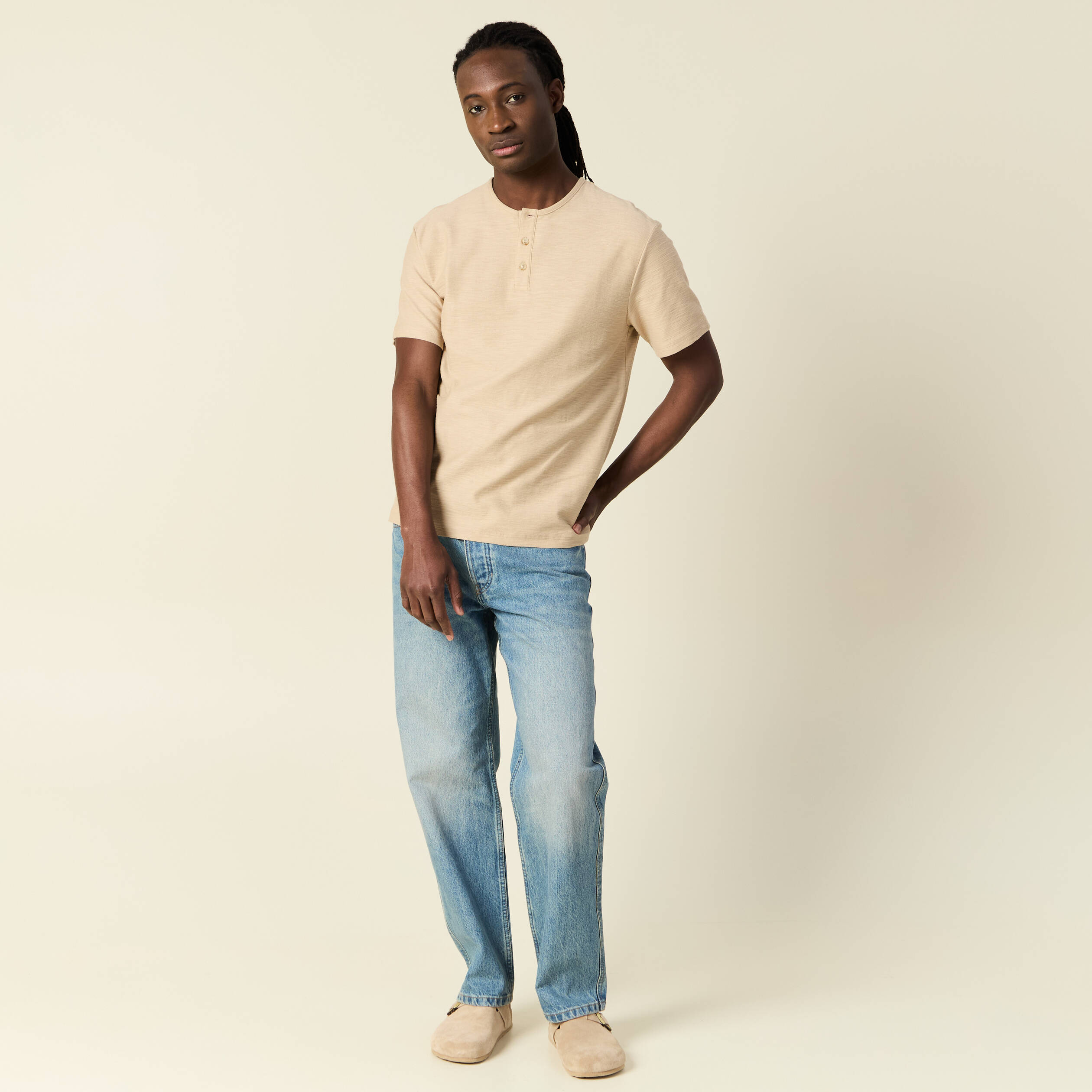 T-shirt manches courtes beige homme