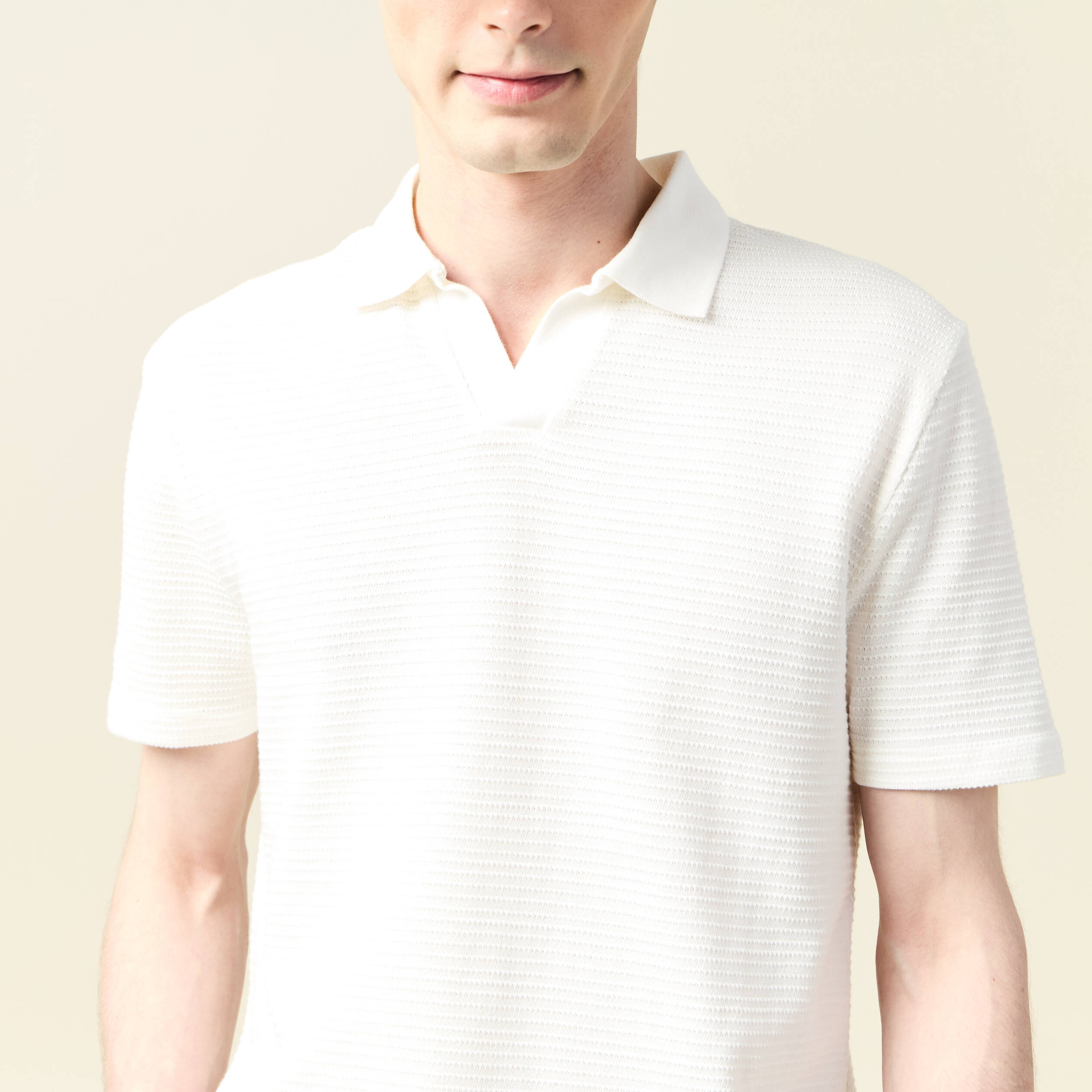 Polo manches courtes en coton ecru homme