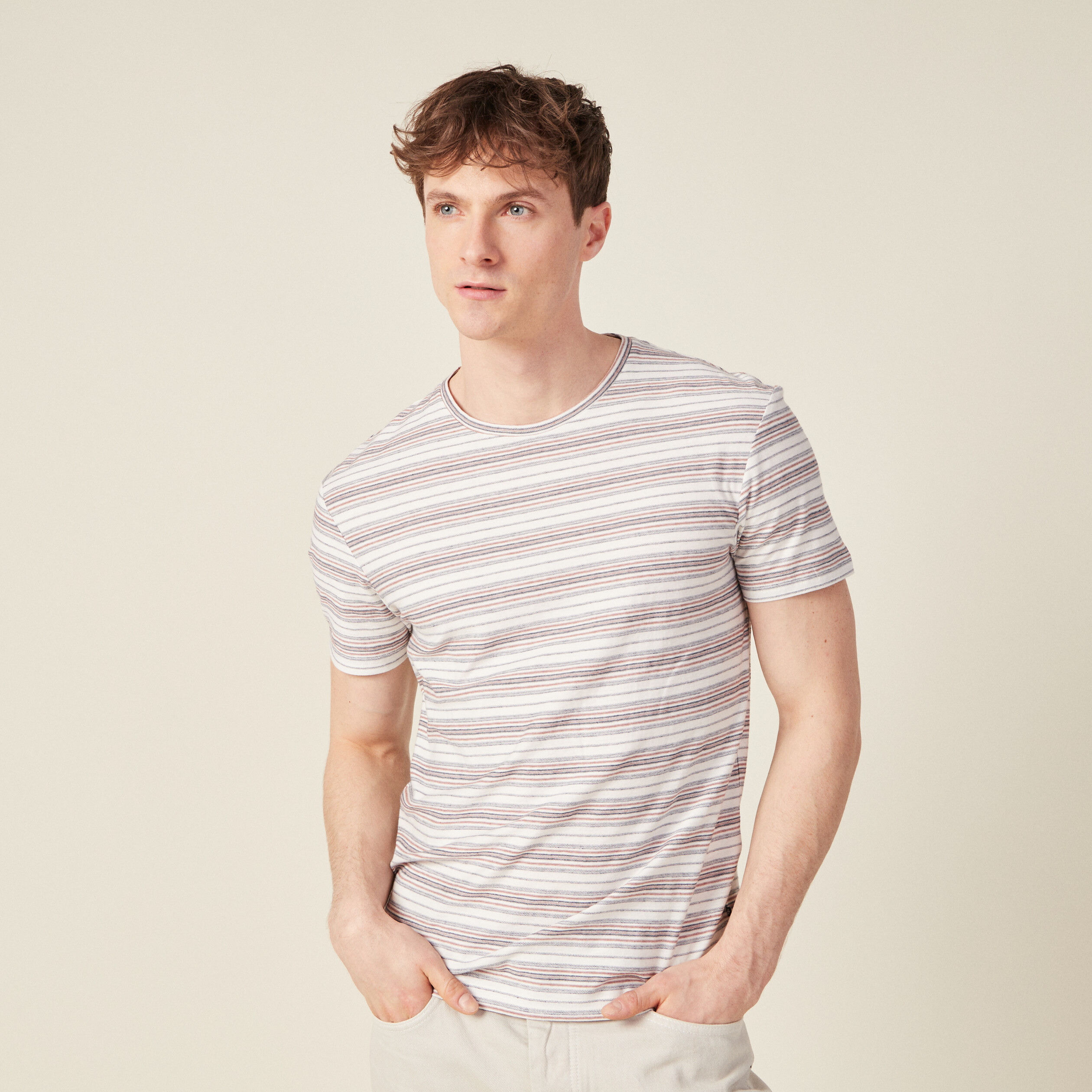 t shirt manches courtes marron cognac homme T-shirt manches courtes marron cognac homme