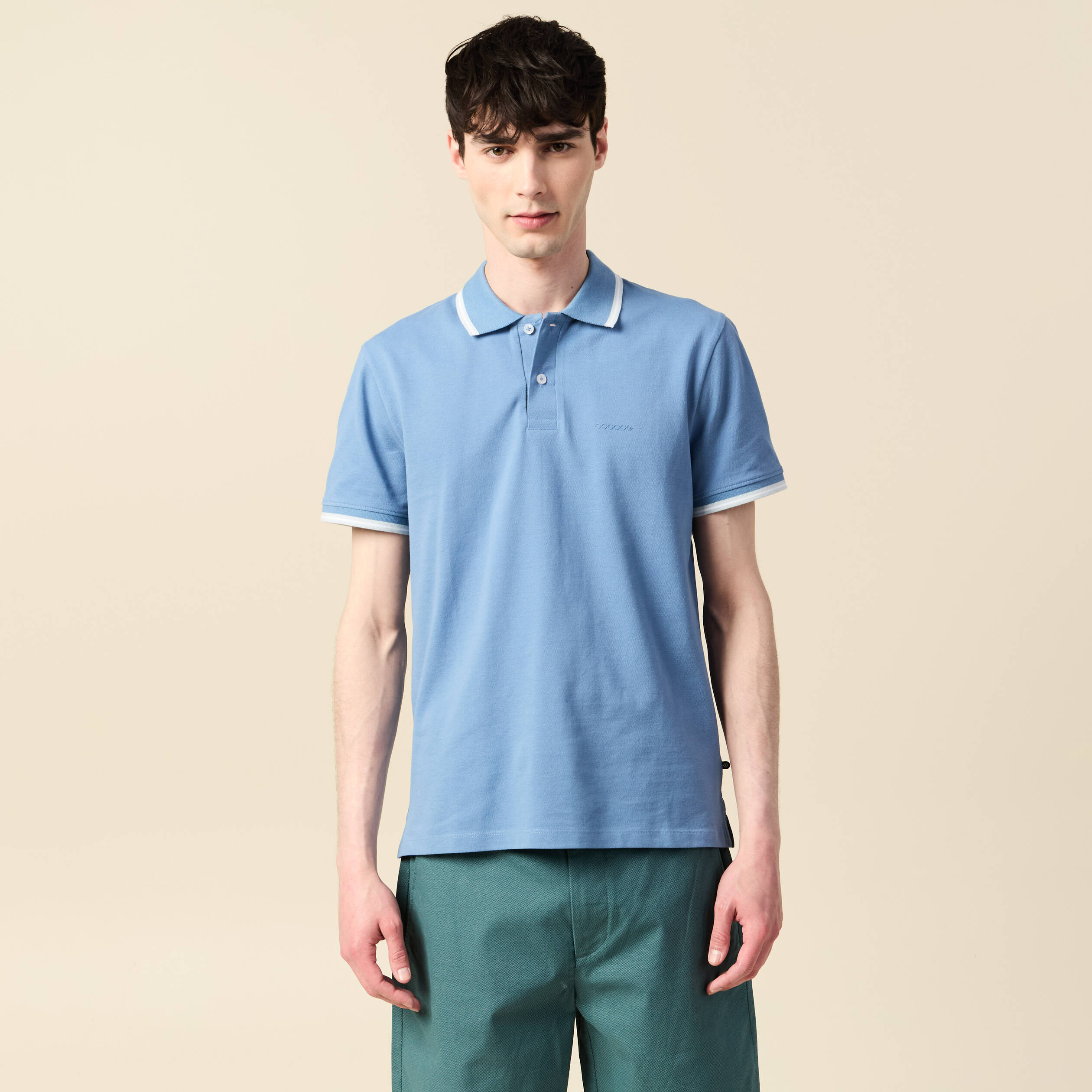 polo eco responsable bleu gris homme Polo éco-responsable bleu gris homme