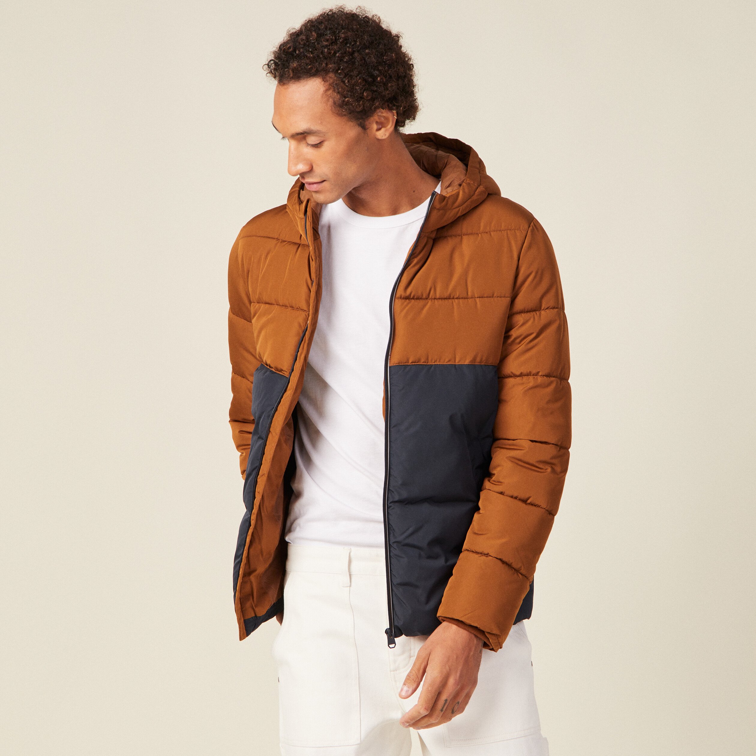 Doudoune oversize à capuche bleu marine homme