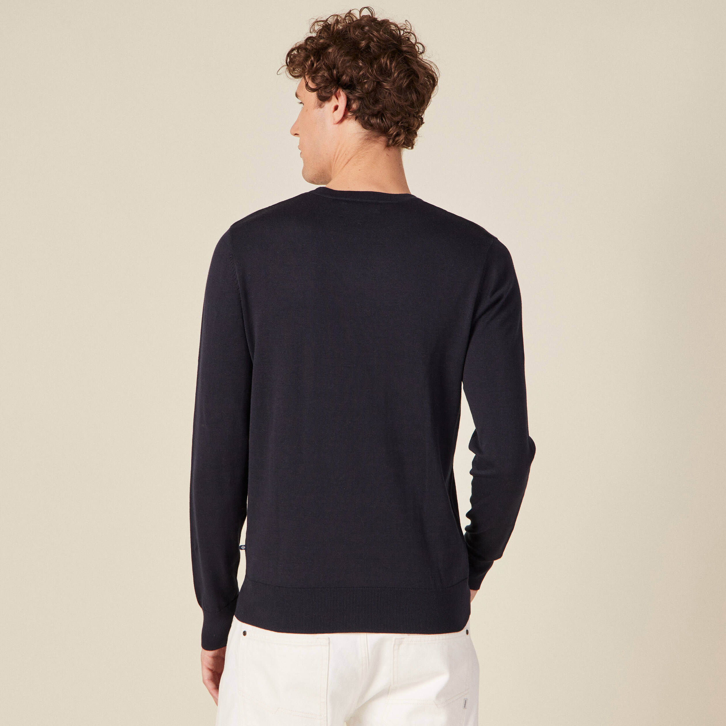 Pull manches longues bleu marine homme