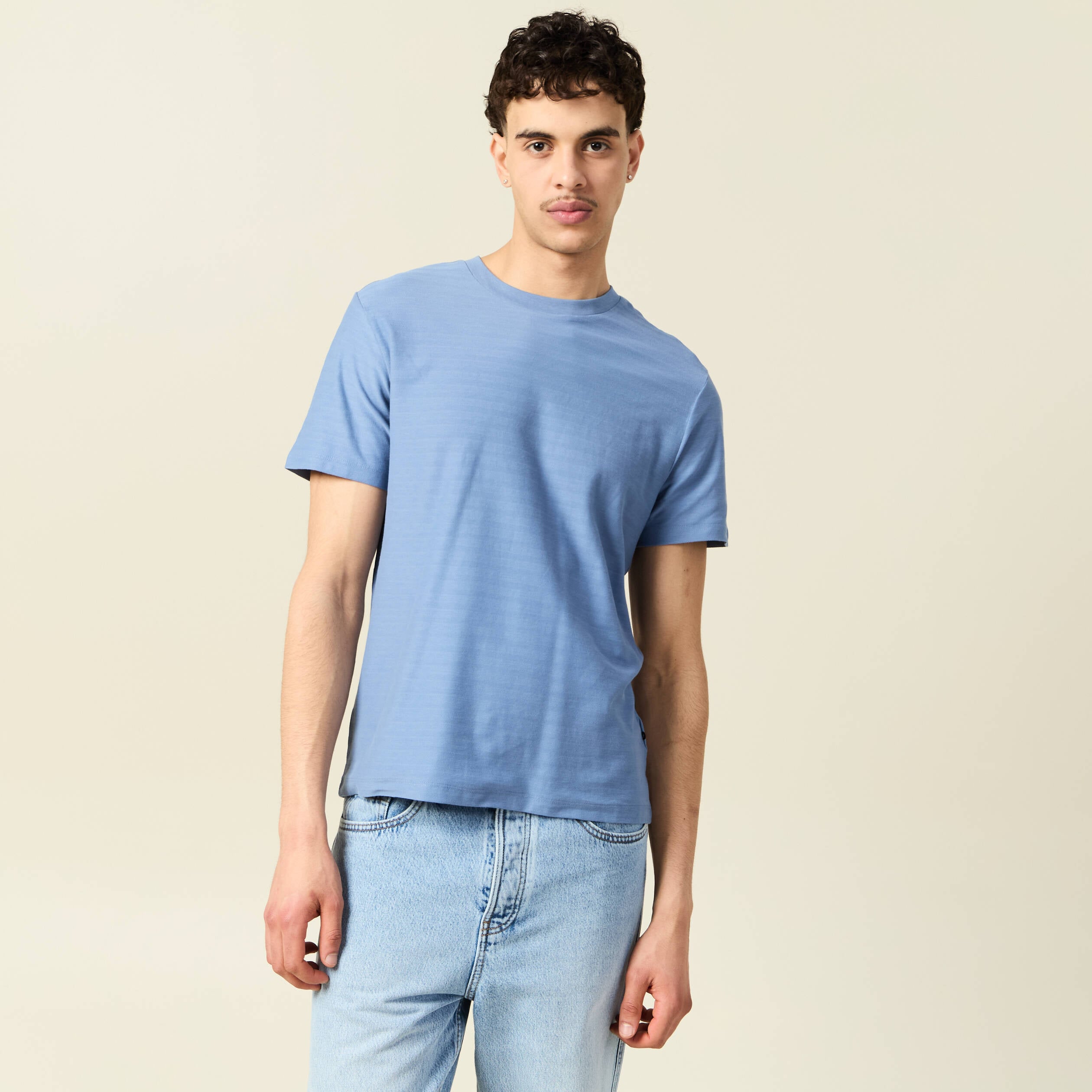 T-shirt manches courtes bleu gris homme