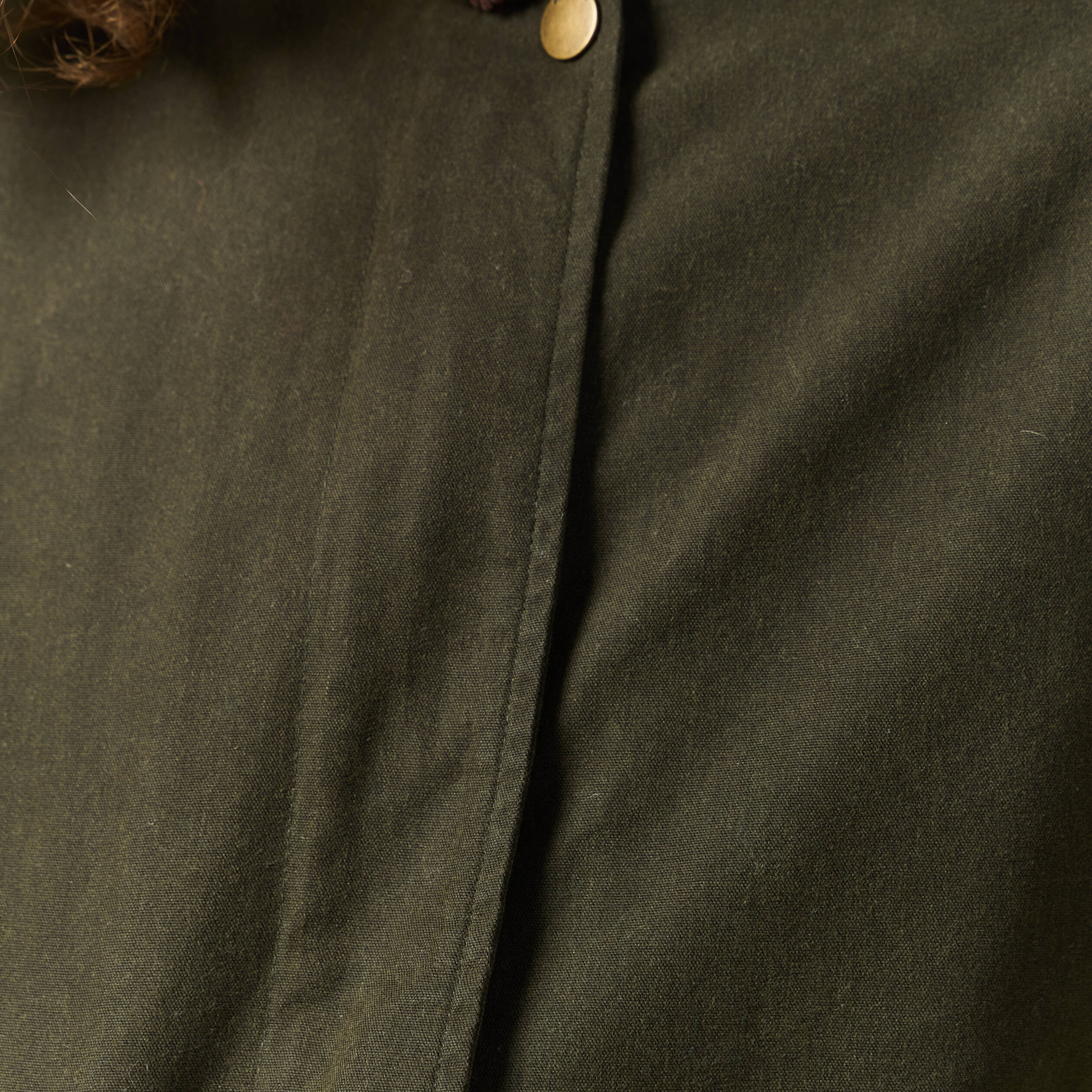Parka oversize courte col classique vert kaki femme