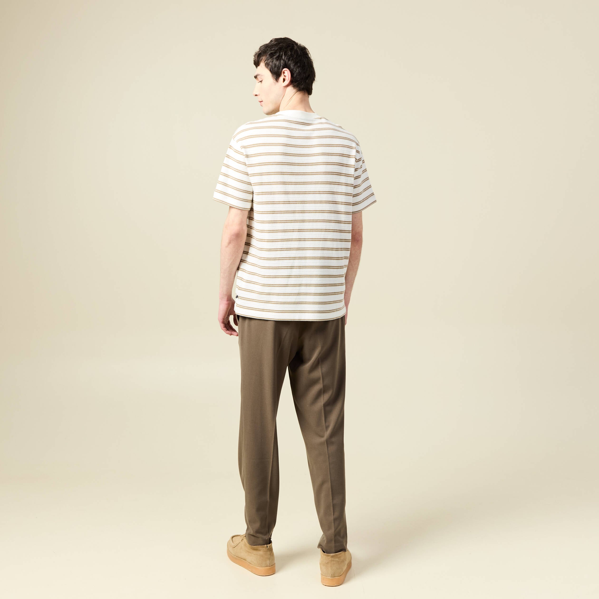 T-shirt ample en coton col rond beige fonce homme