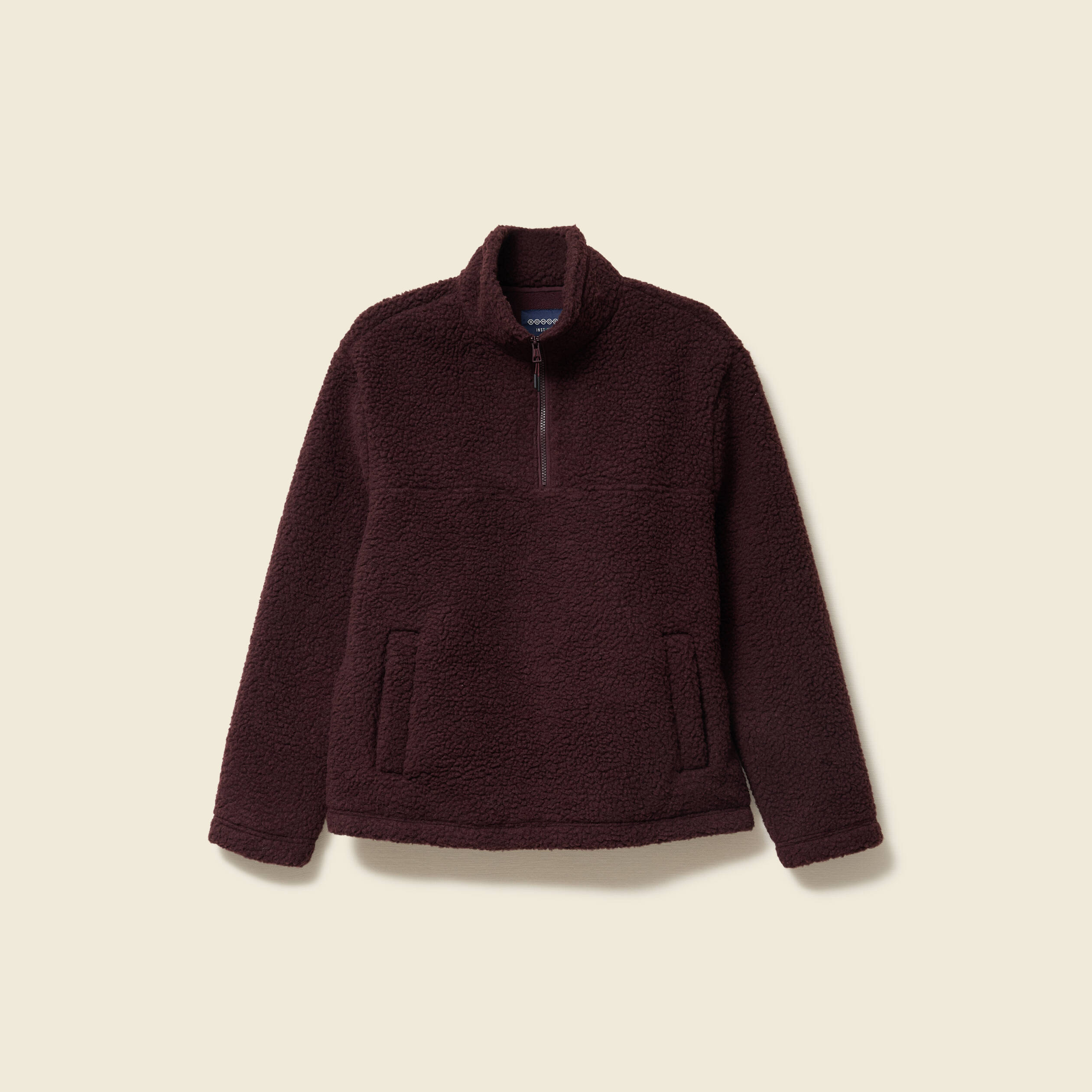 Sweat effet polaire col montant bordeaux homme