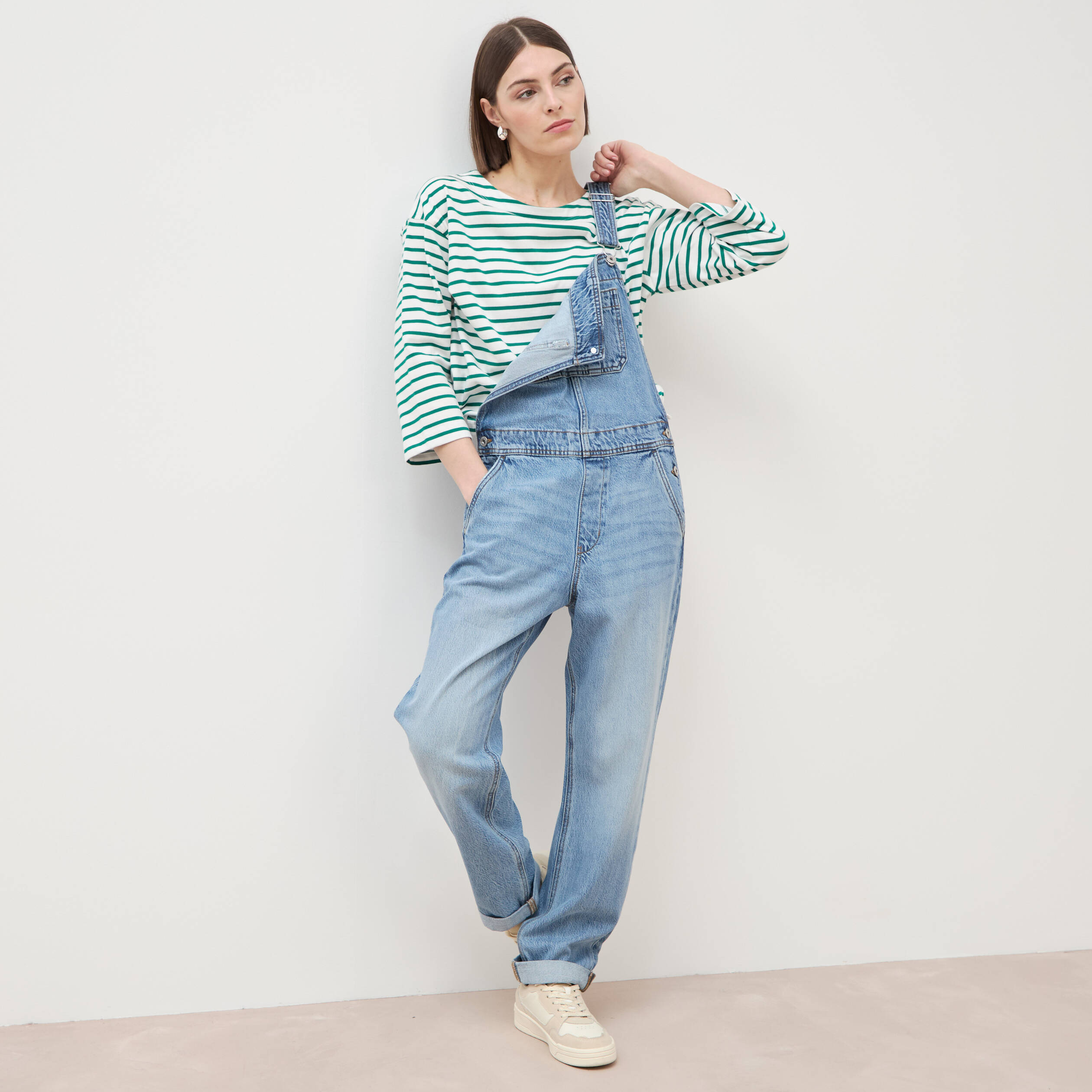 Salopette en jean denim stone femme
