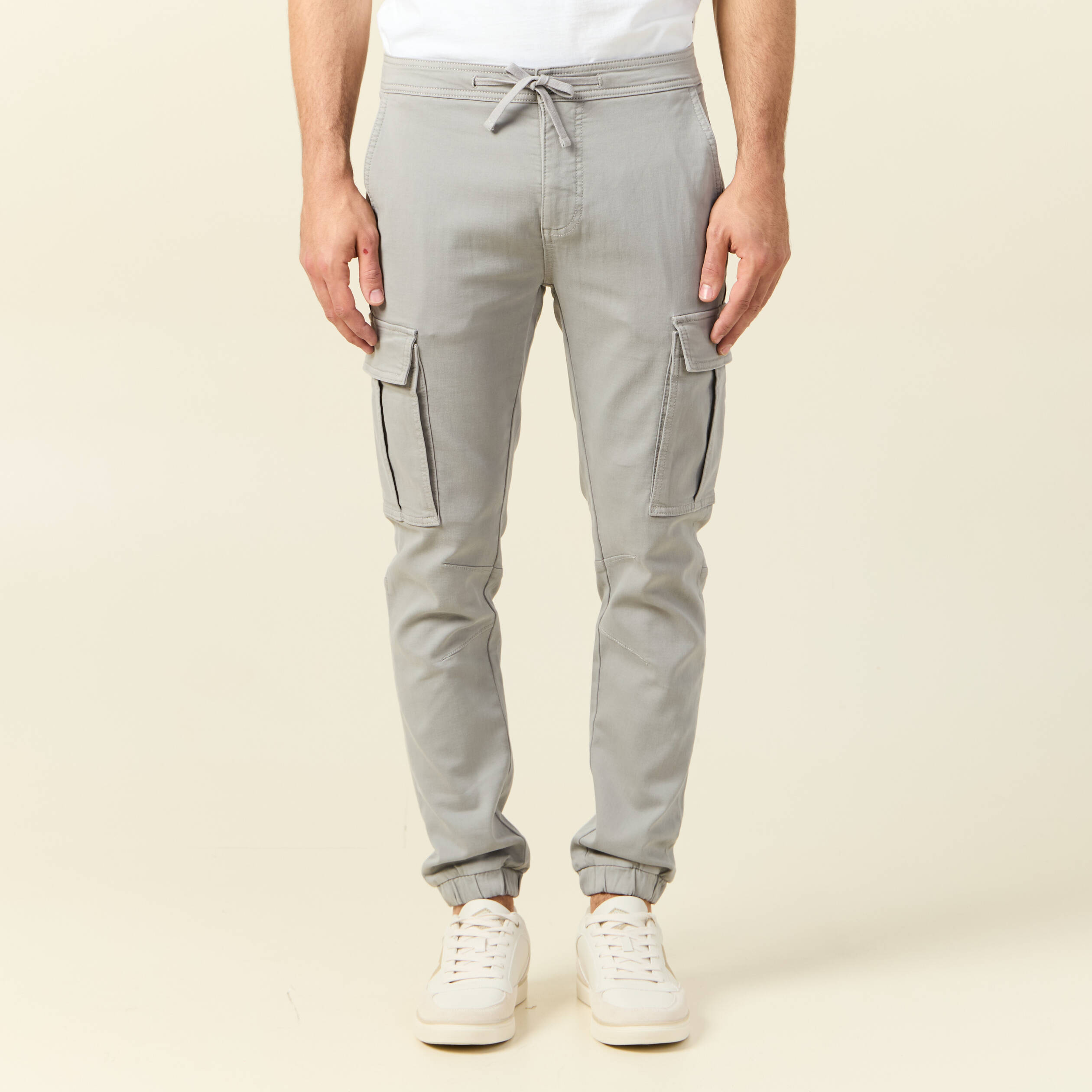 pantalon battle bas resserre gris homme Pantalon battle bas resserré gris homme