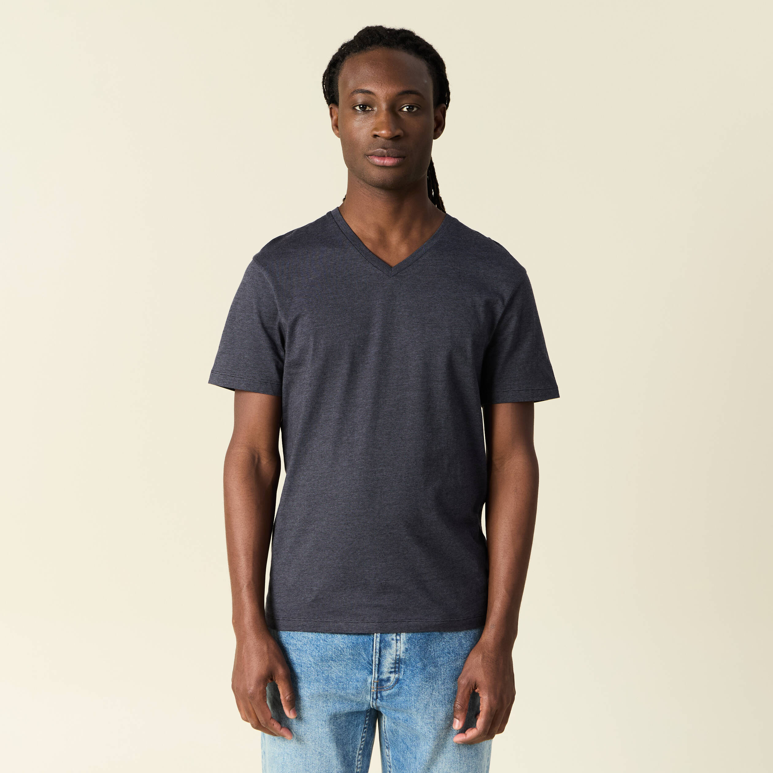 T-shirt manches courtes homme bleu foncé homme