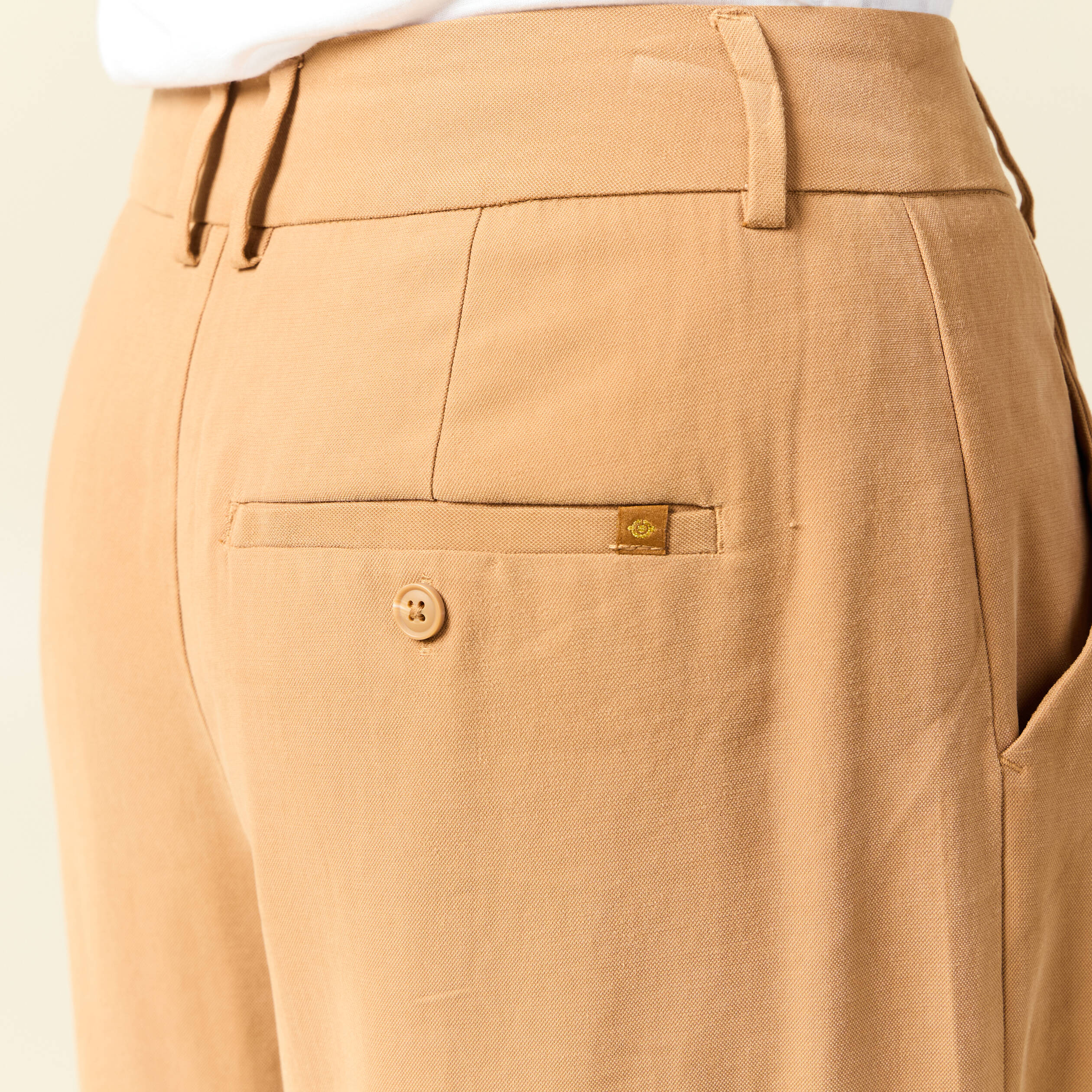 Pantalon large taille haute marron clair femme