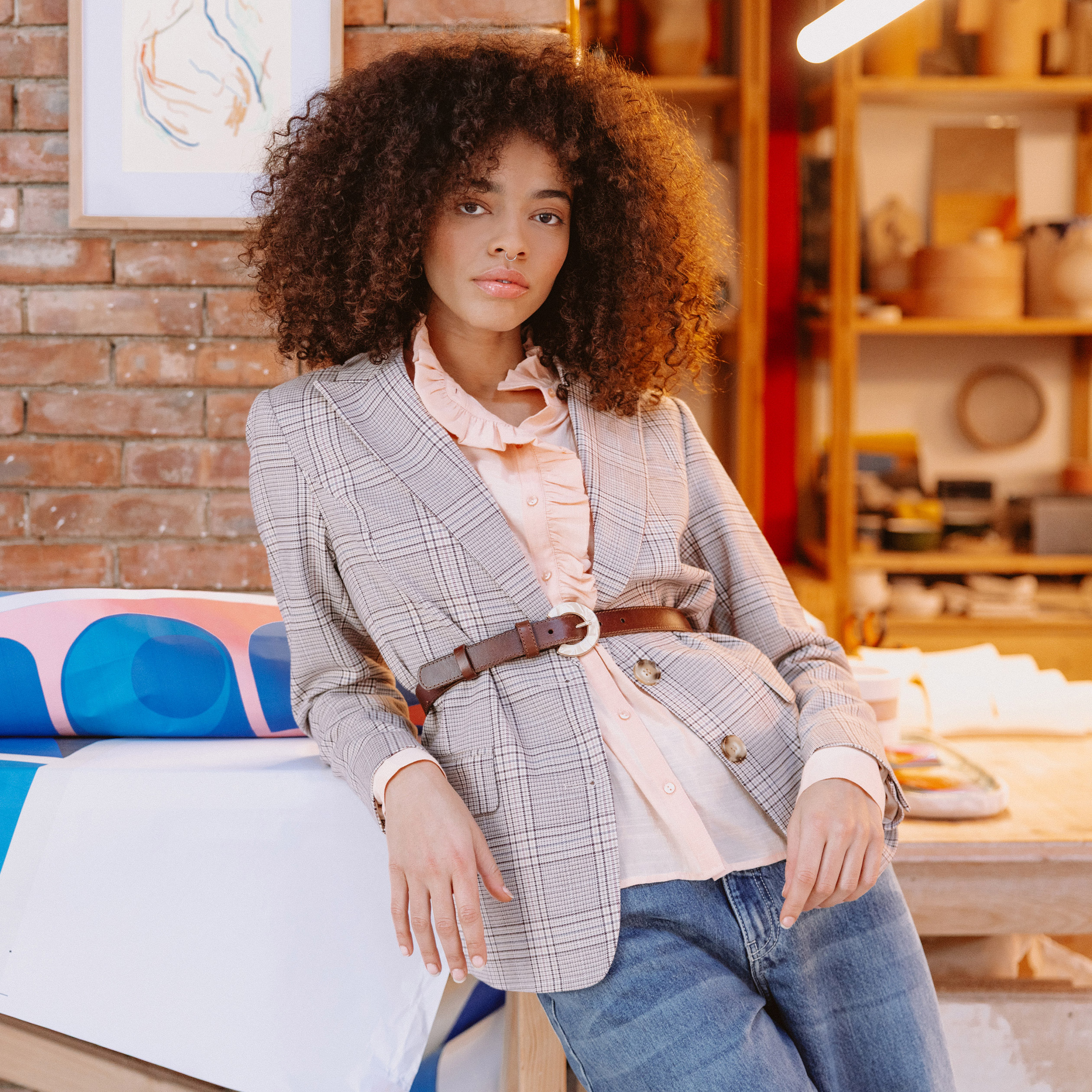 Blazer Vintage Ajusté Philippe Adec, Laine Noire, Col Velours, Taille 4 (32-28), Années 90