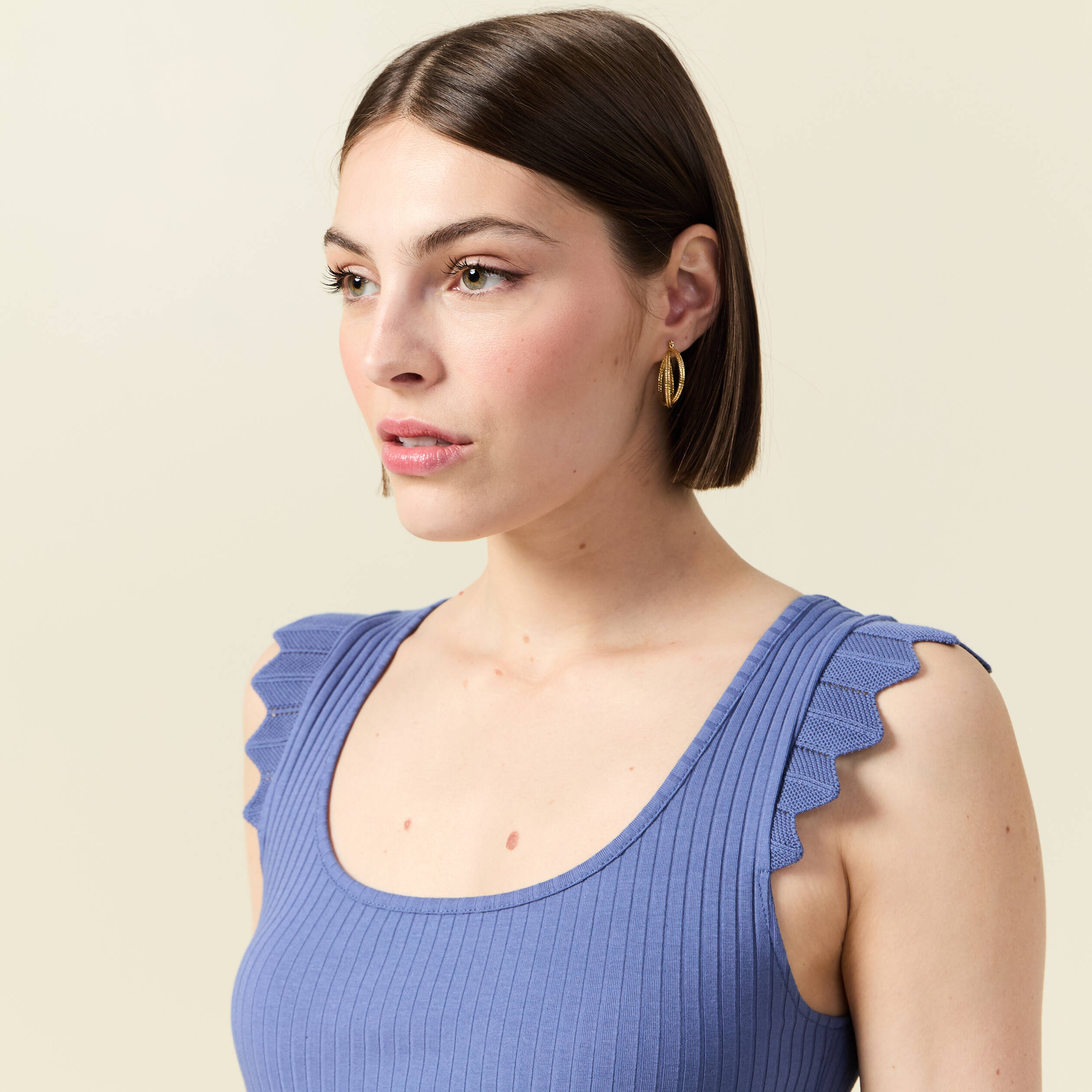 debardeur bretelles larges bleu gris femme Débardeur bretelles larges bleu gris femme