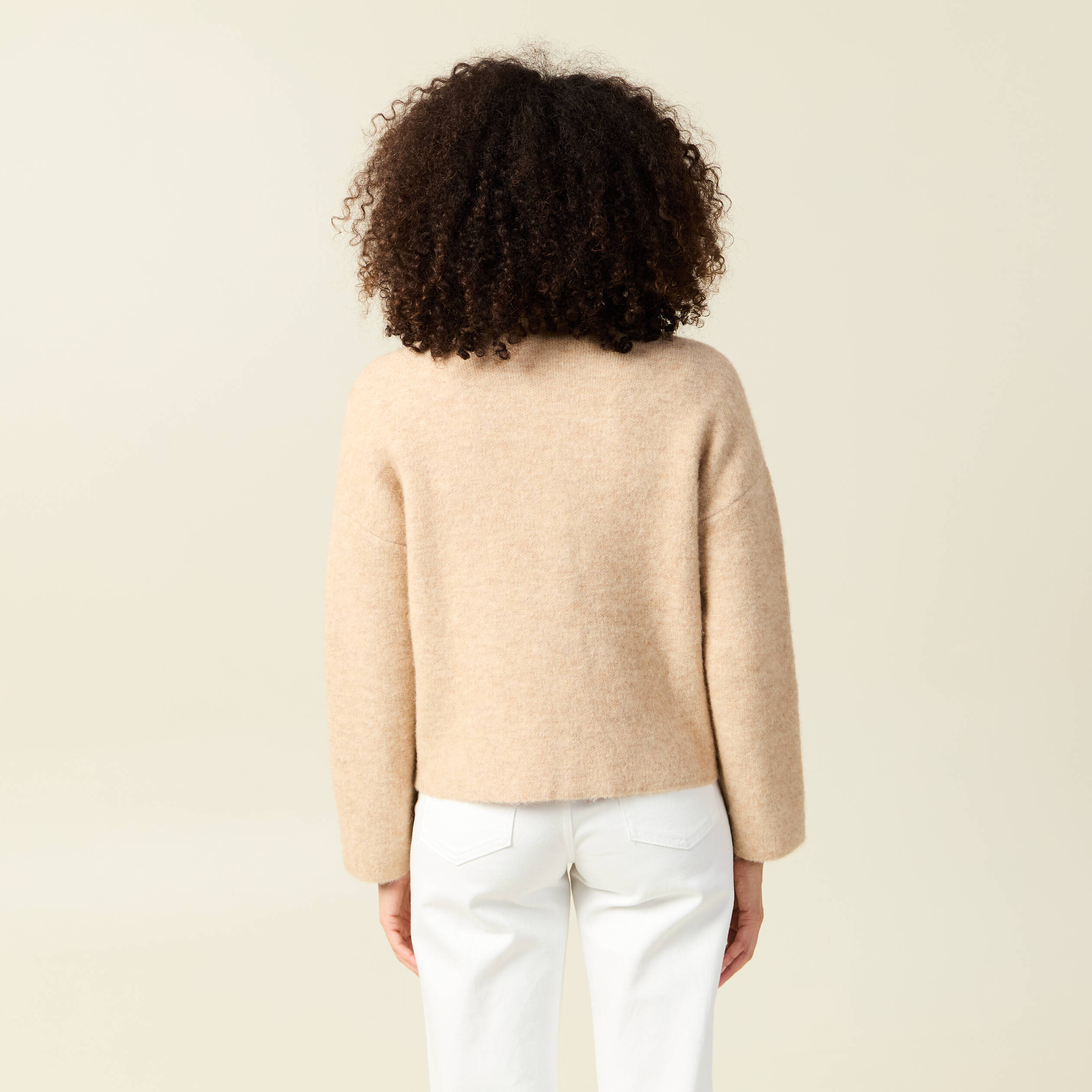 Veste manches longues col V creme femme