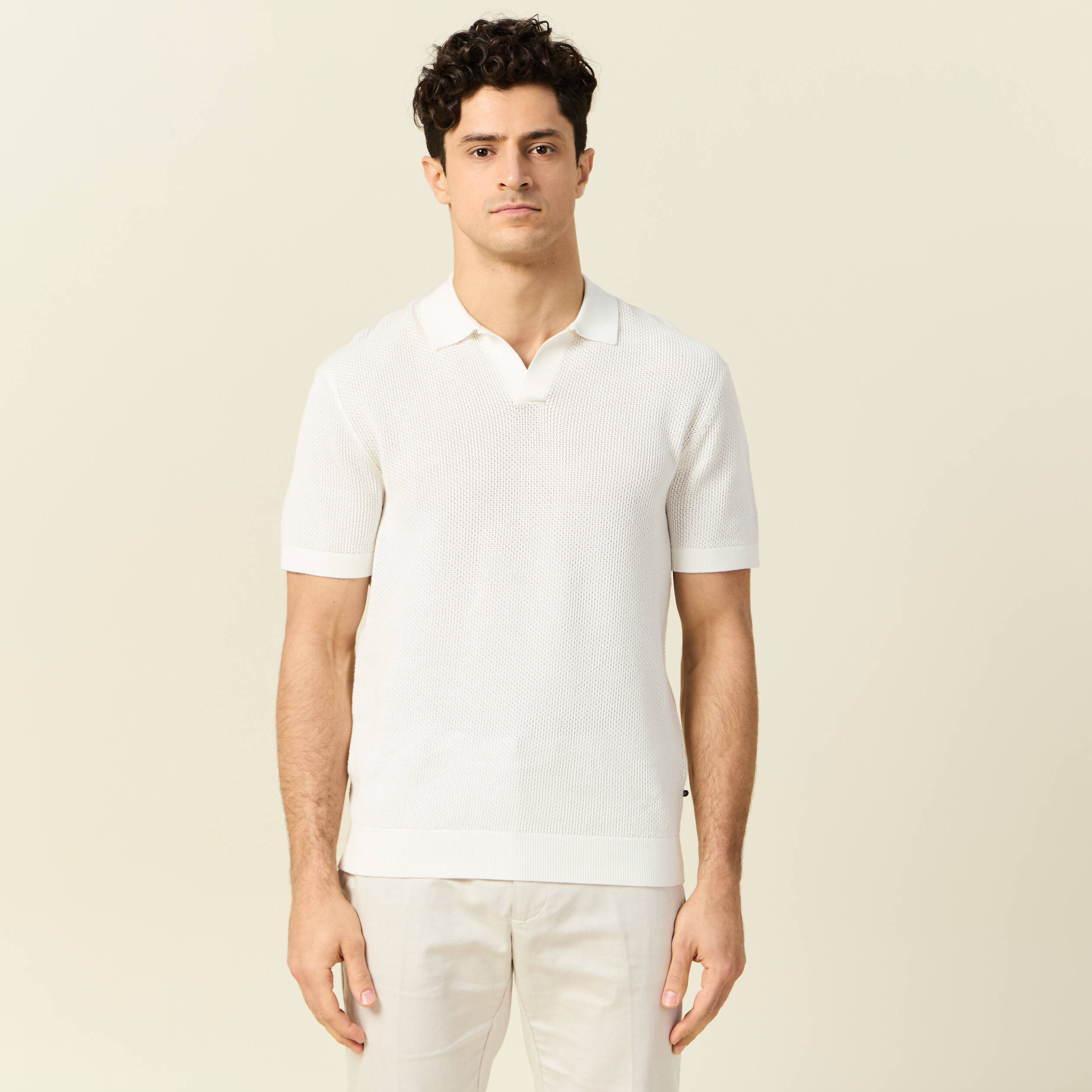 Polo manches courtes ecru homme