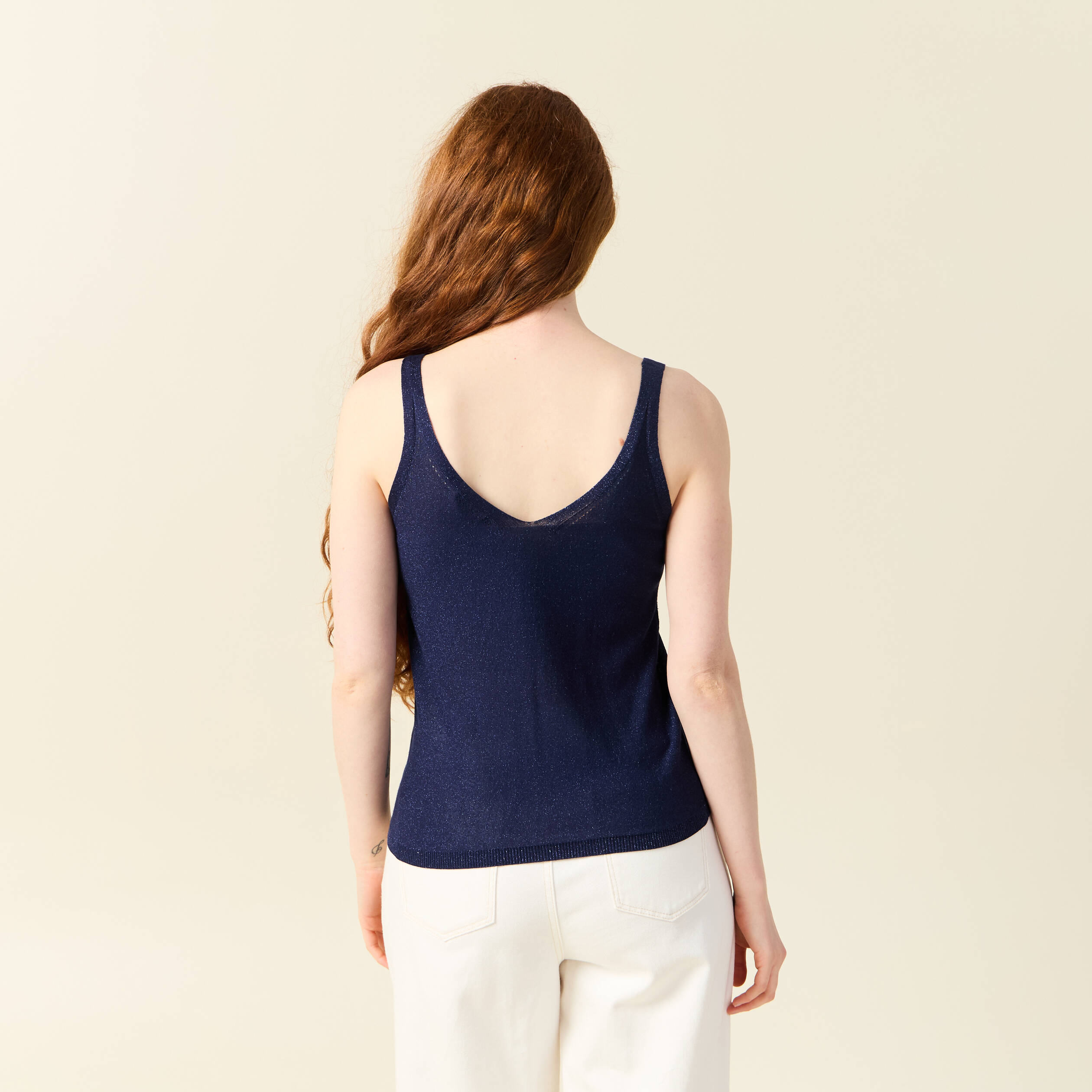 debardeur bretelles fines bleu marine femme Débardeur bretelles fines bleu marine femme