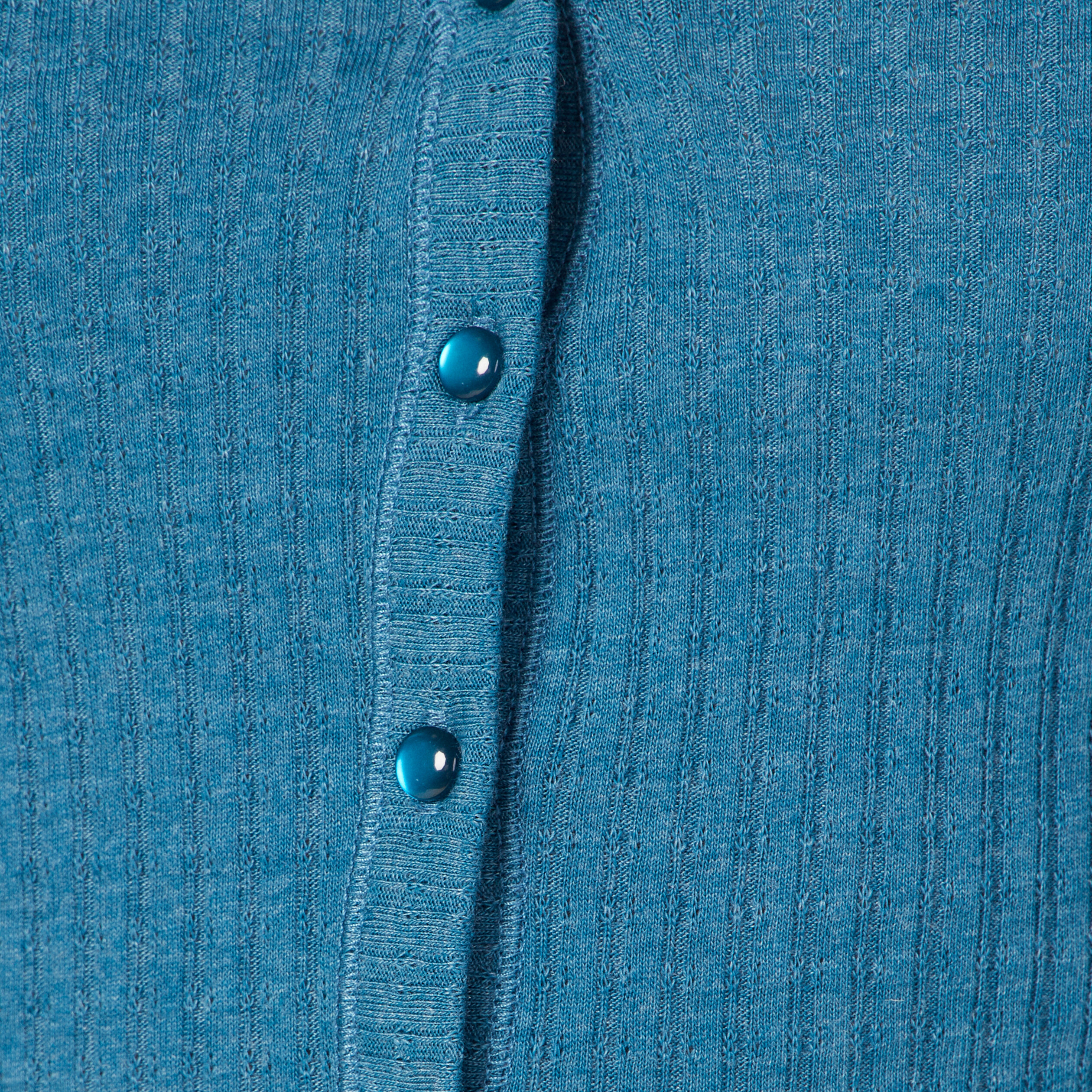 T-shirt manches longues côtelé bleu pétrole femme