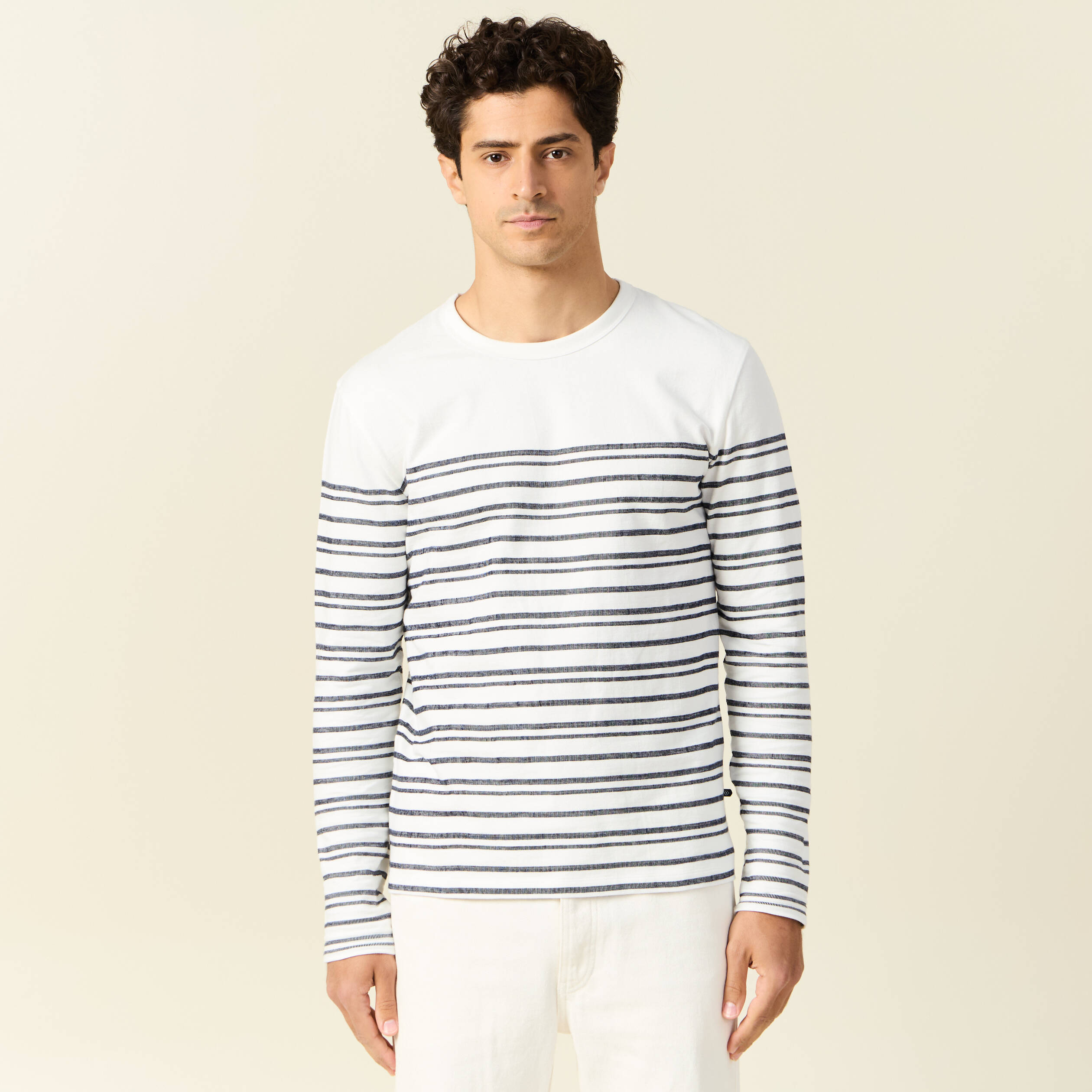 t shirt manches longues ecru homme T-shirt manches longues ecru homme