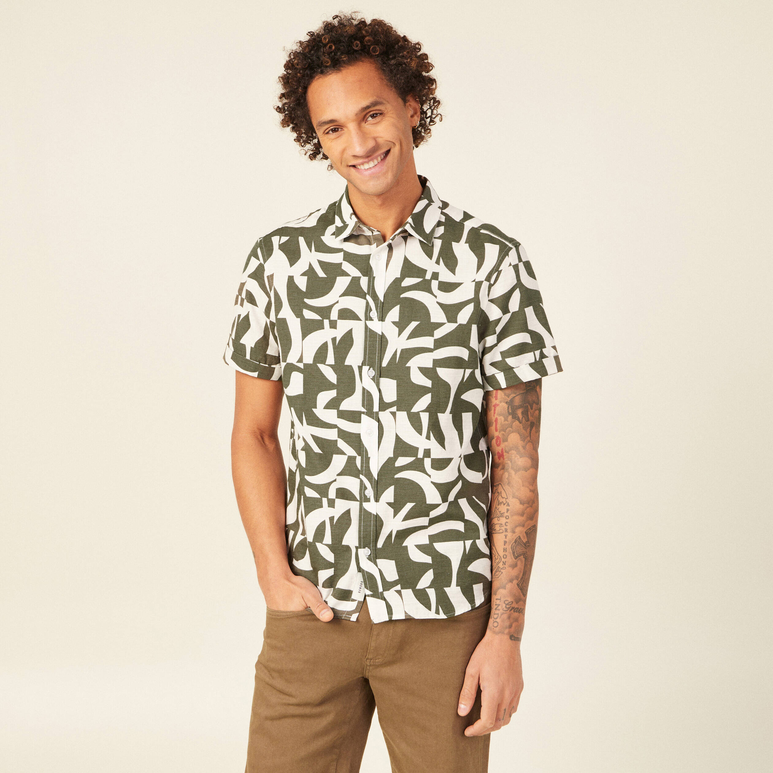 chemise manches courtes vert kaki homme Chemise manches courtes vert kaki homme