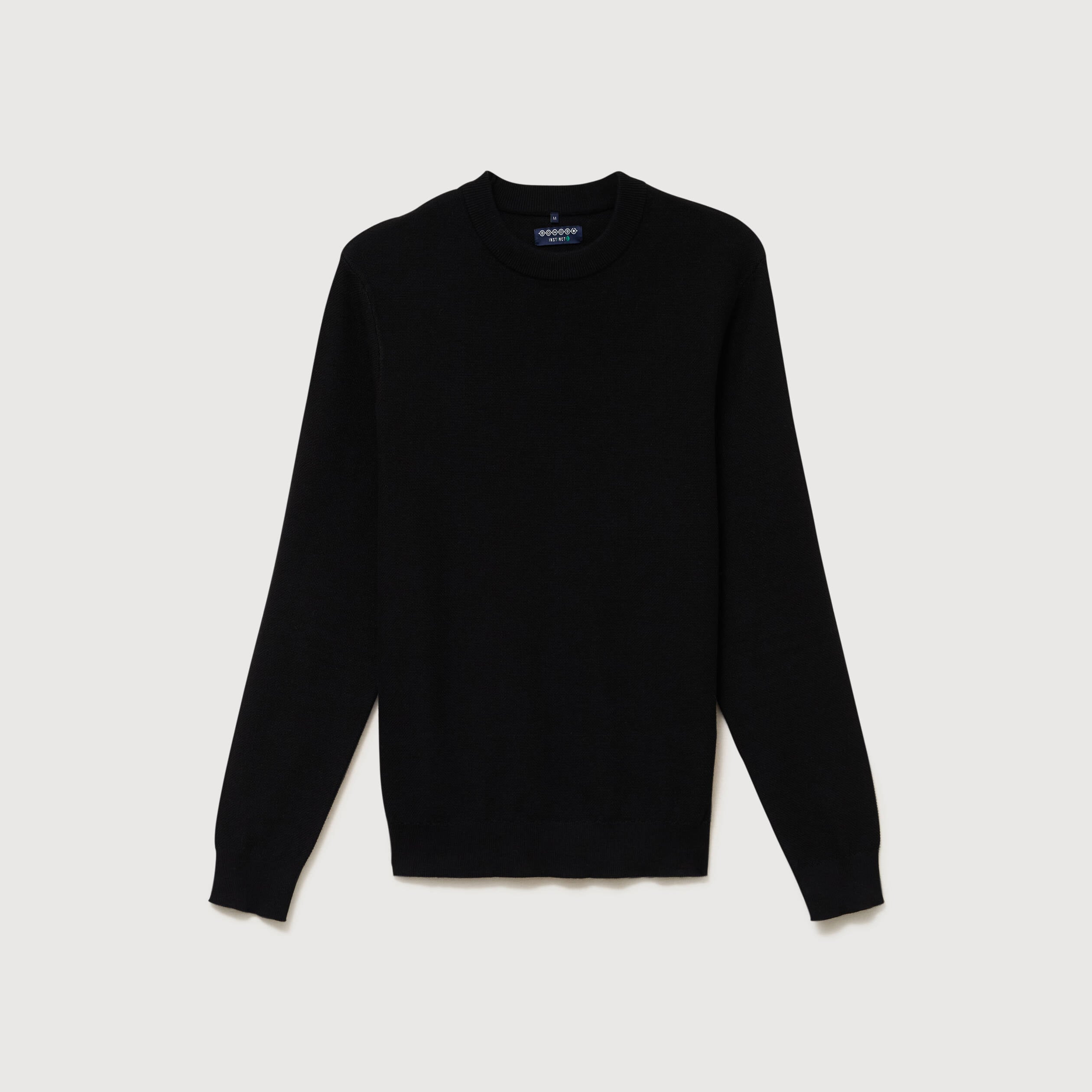 Pull manches longues col rond noir homme