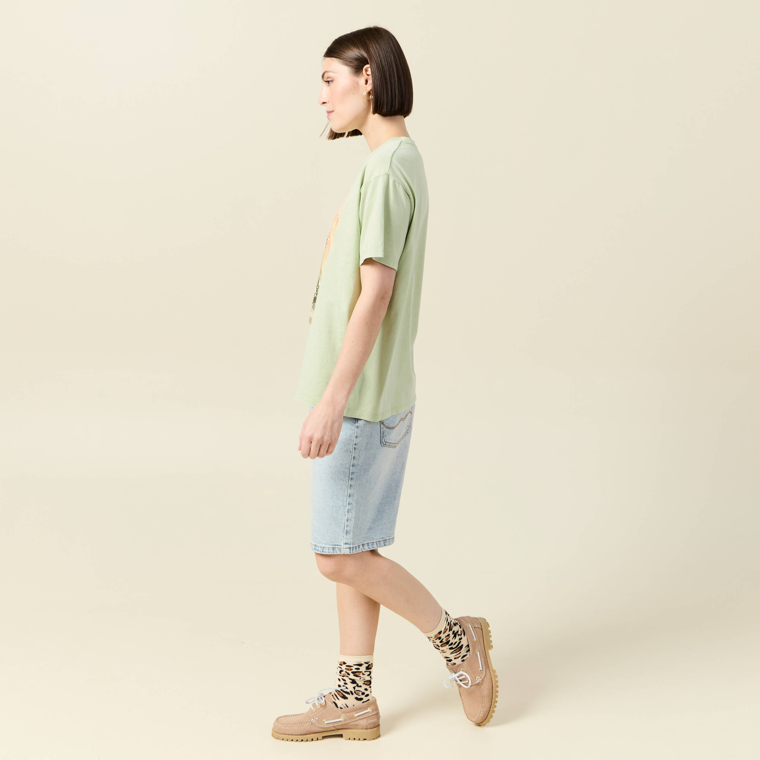 t shirt oversize en coton vert clair femme T-shirt oversize en coton vert clair femme