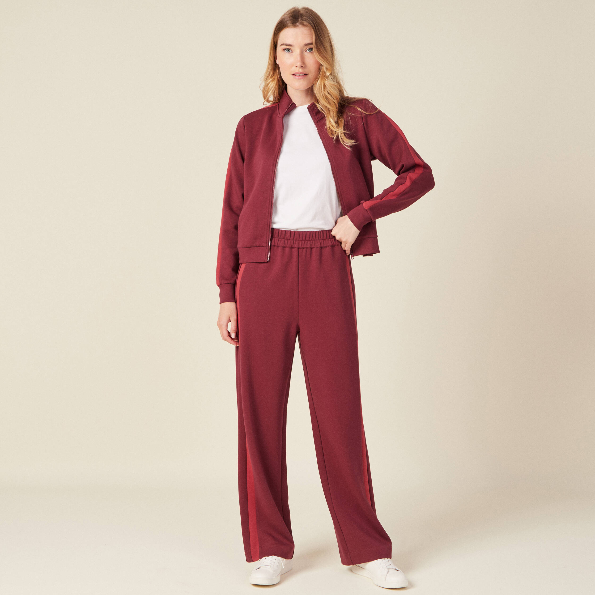 Pantalon jogging large prune femme