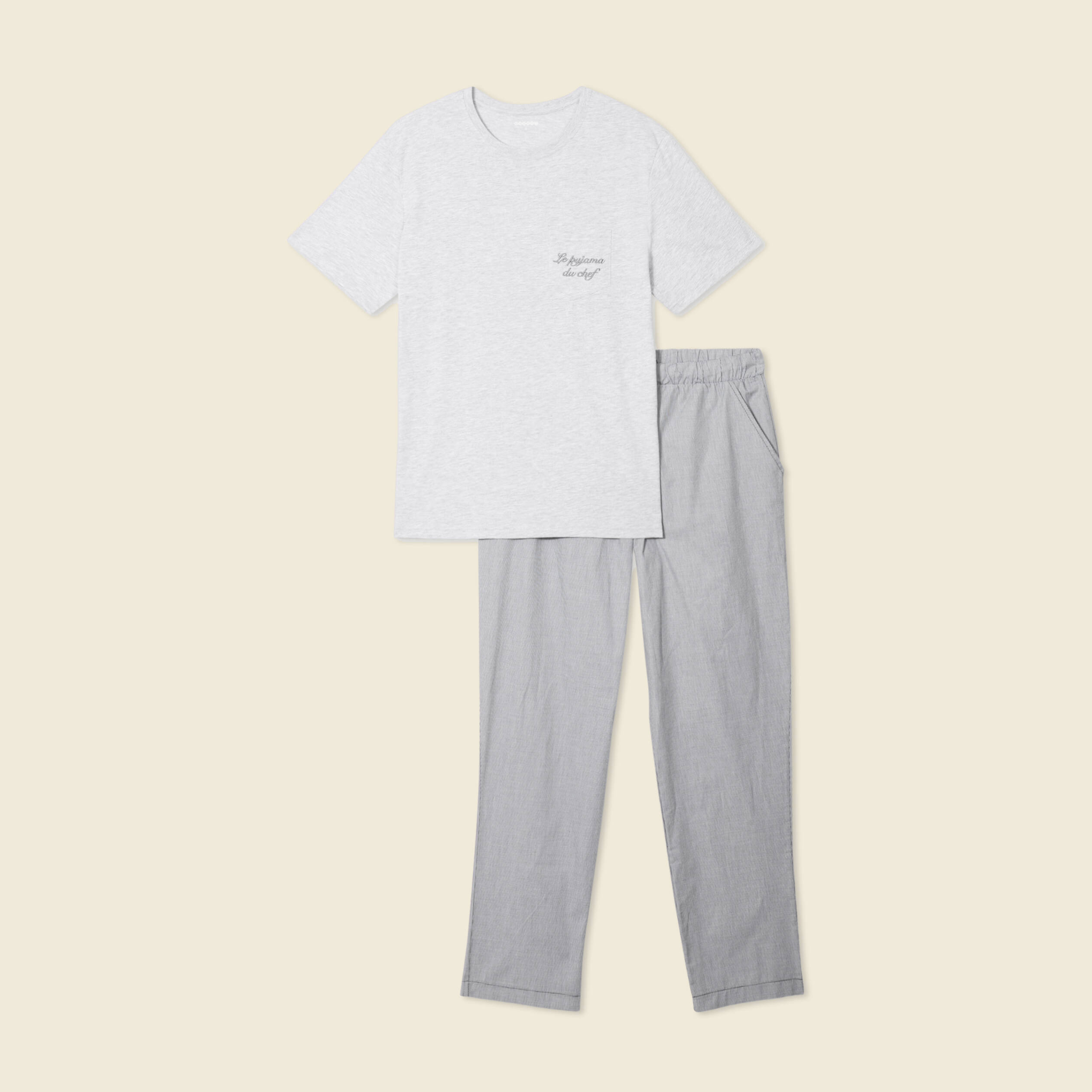 Ensemble pyjama 2 pi&egrave;ces gris clair homme