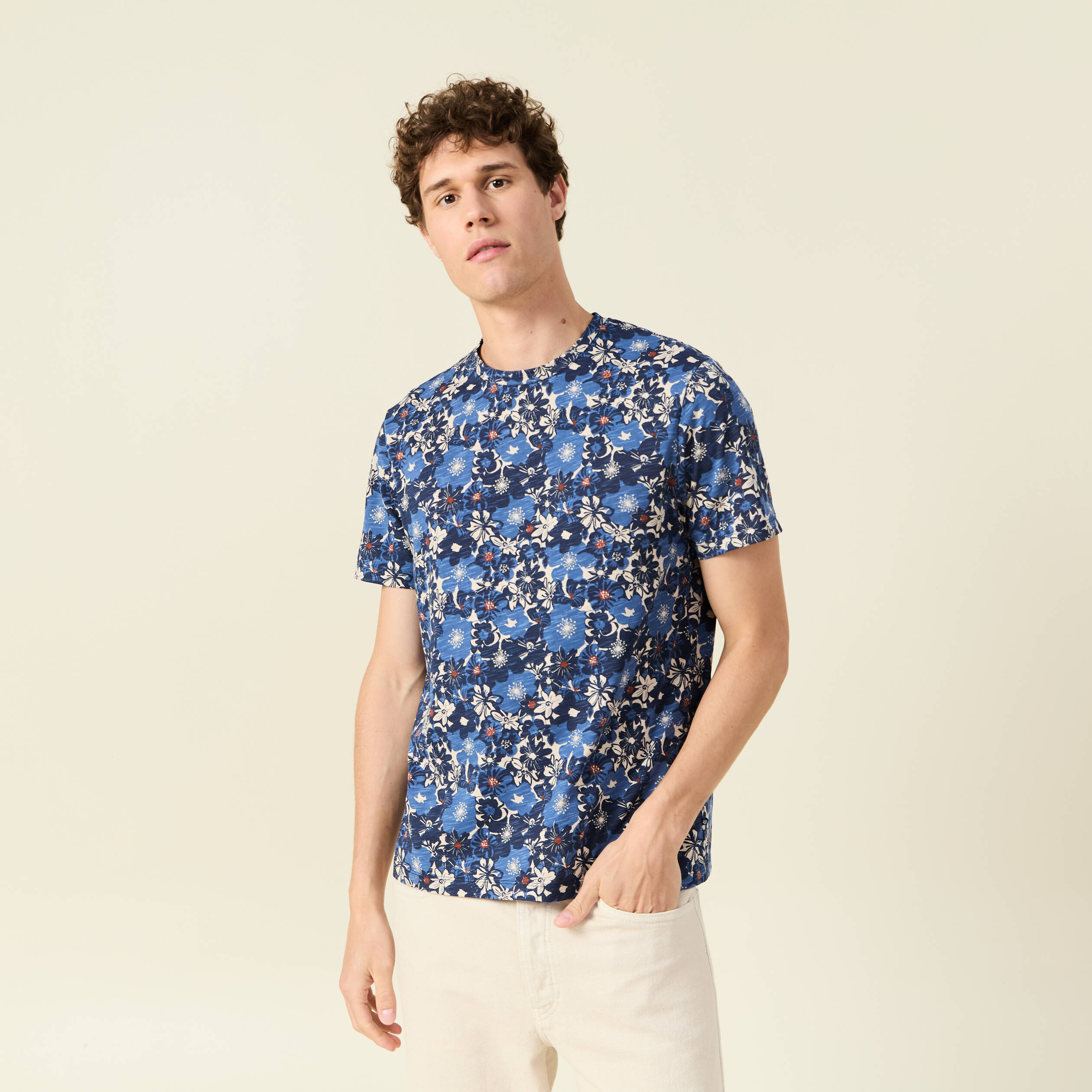 T-shirt manches courtes bleu foncé homme