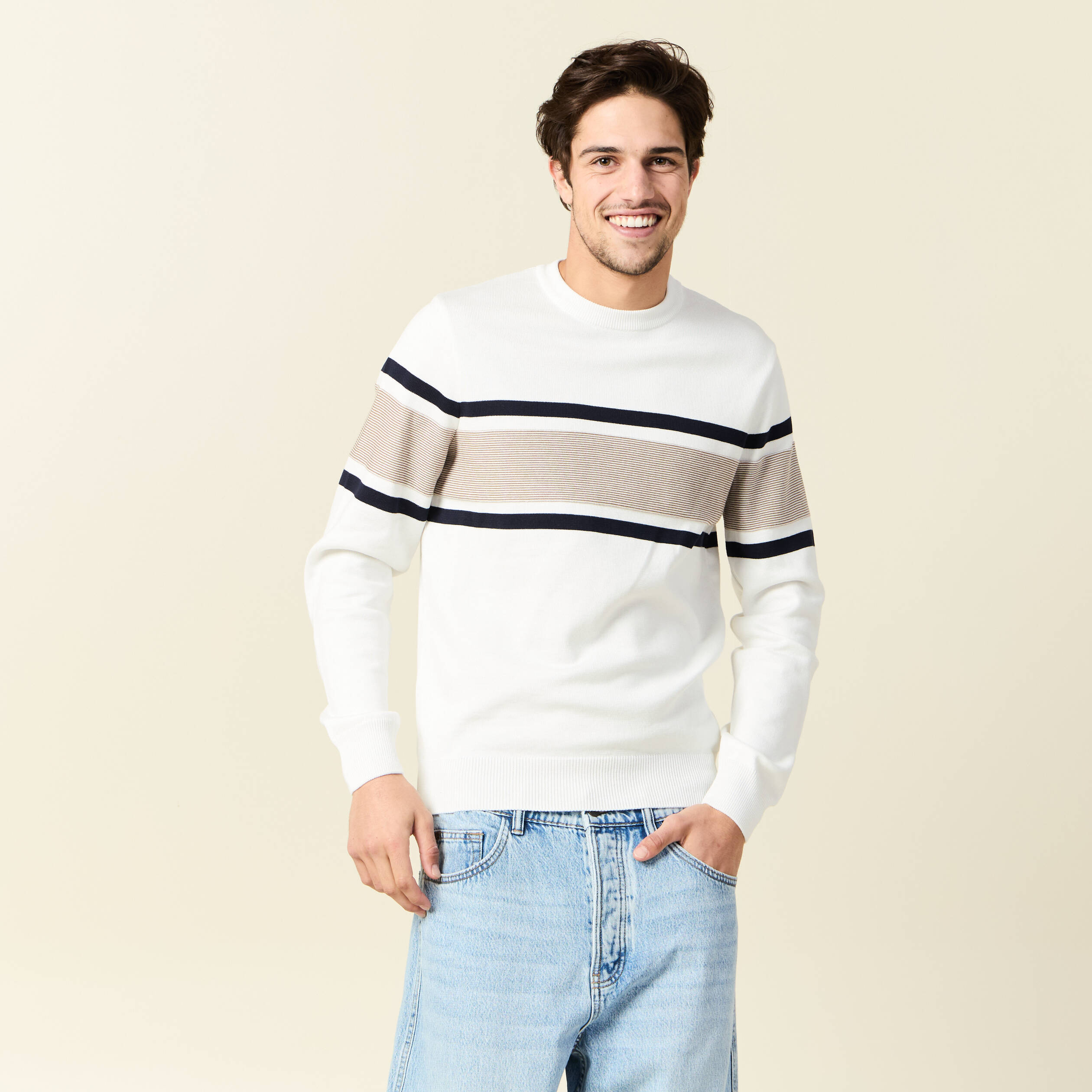 pull manches longues ecru homme Pull manches longues ecru homme