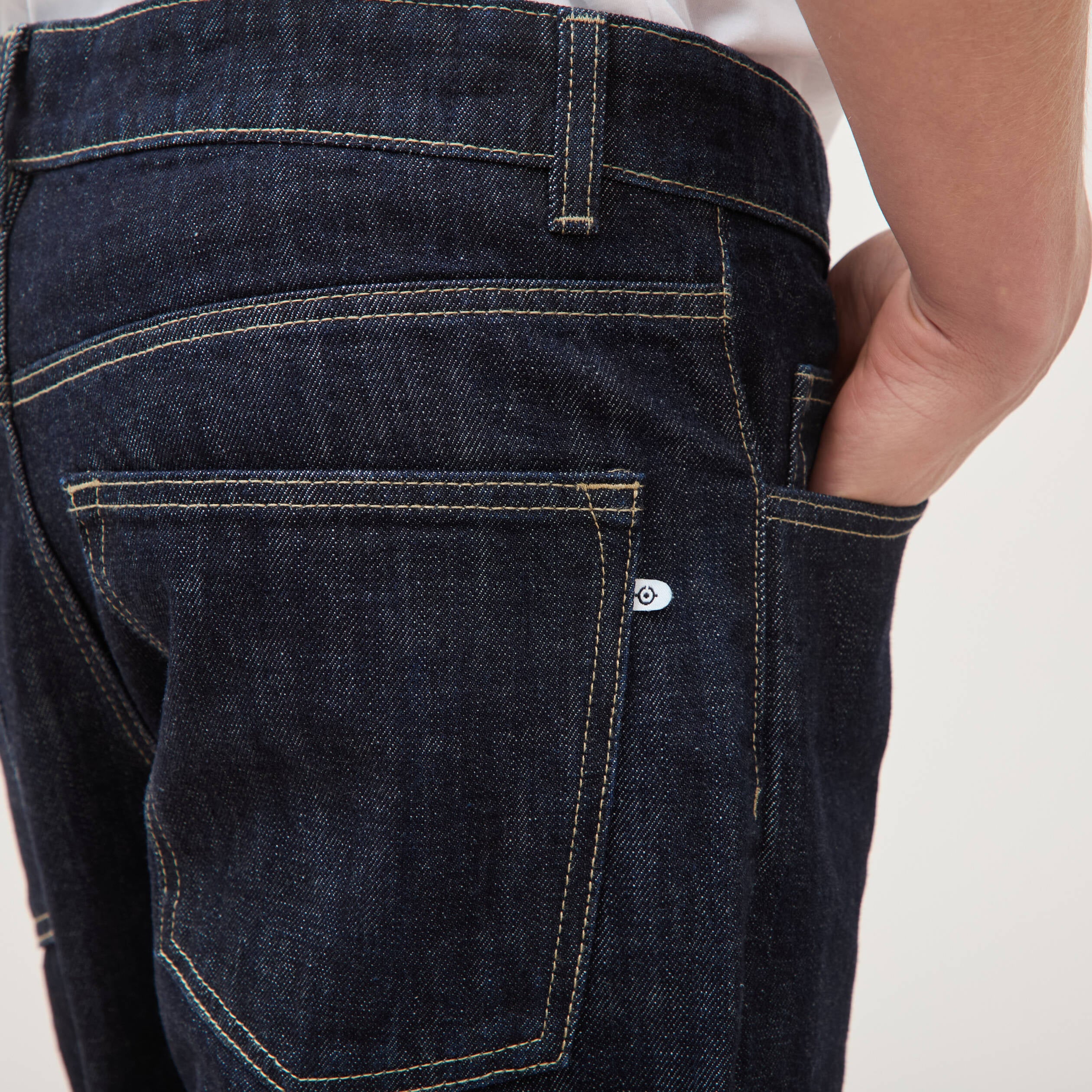 Jeans straight en coton longueur 32 denim brut rinse homme