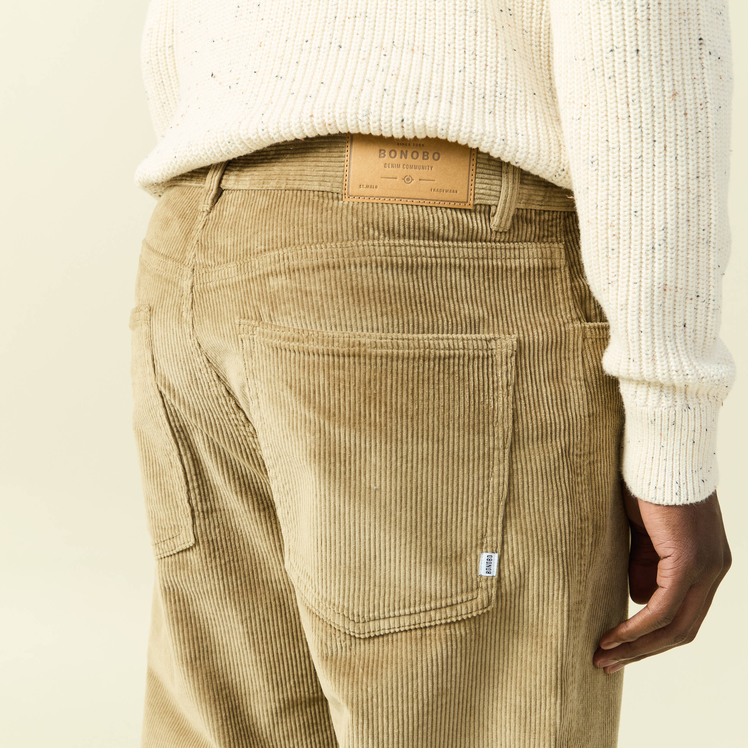 Pantalon relaxed large longueur 32 beige fonce homme