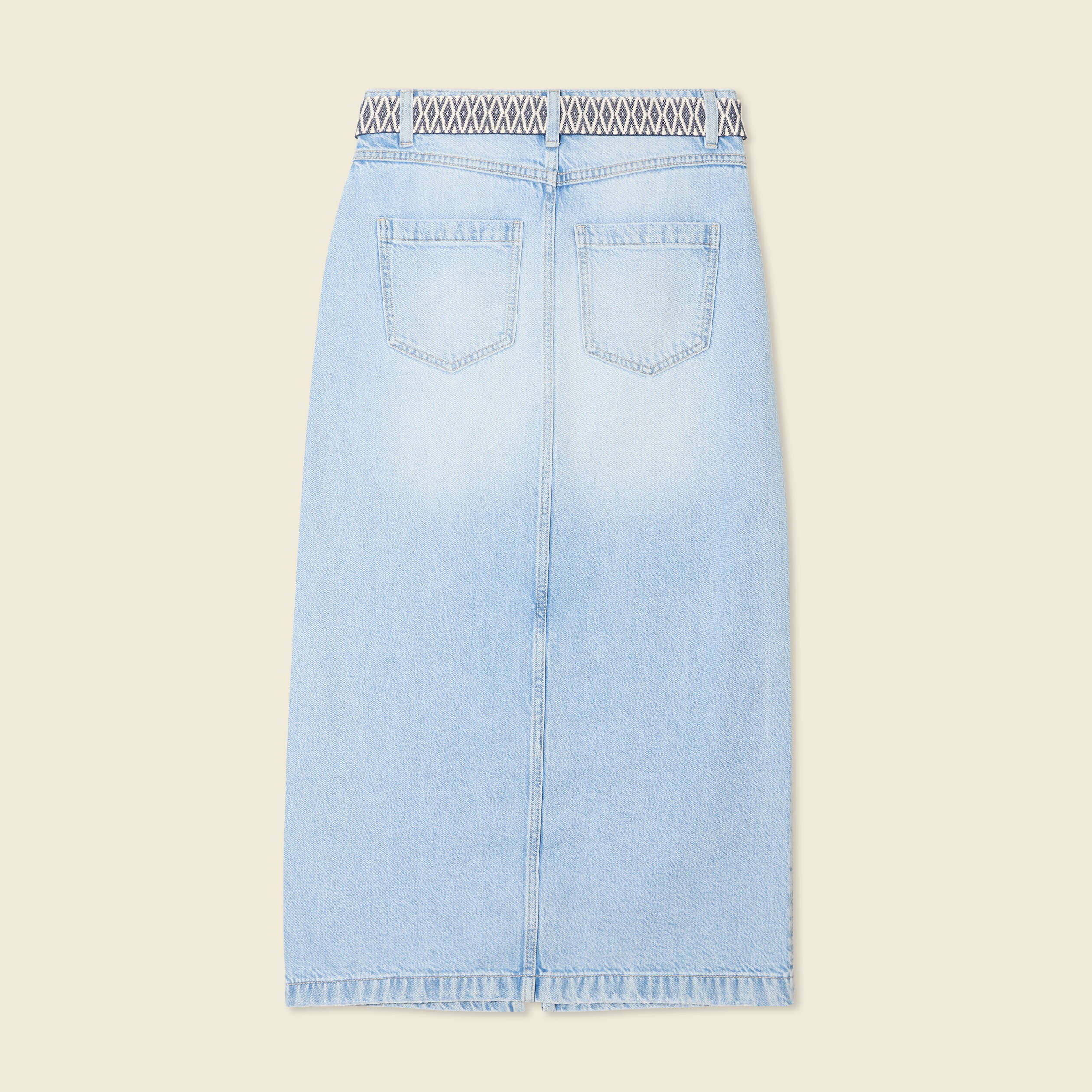 jupe longue droite en jean denim bleach femme Jupe longue droite en jean denim bleach femme