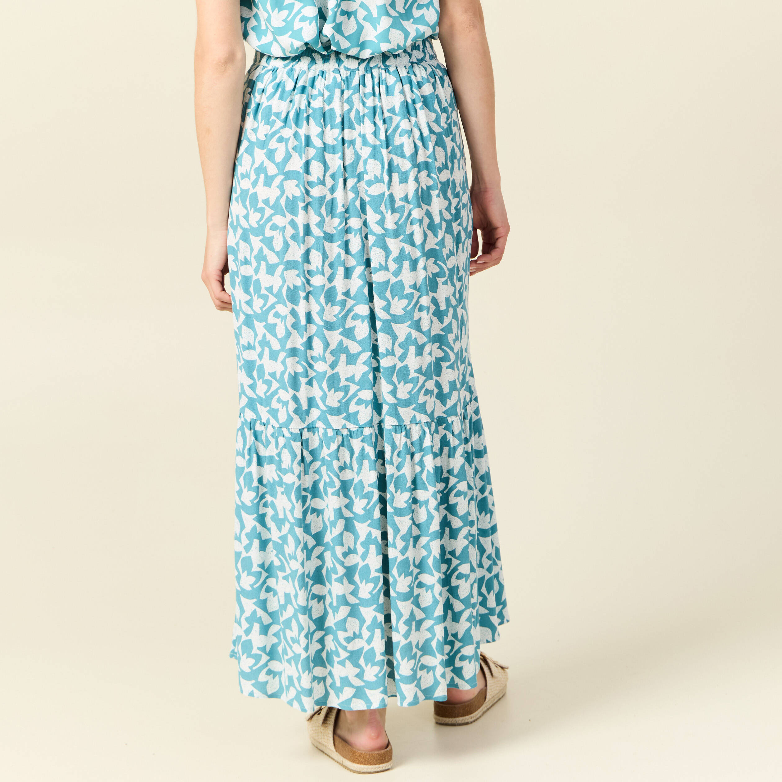 jupe longue evasee fluide blanc femme Jupe longue évasée fluide blanc femme