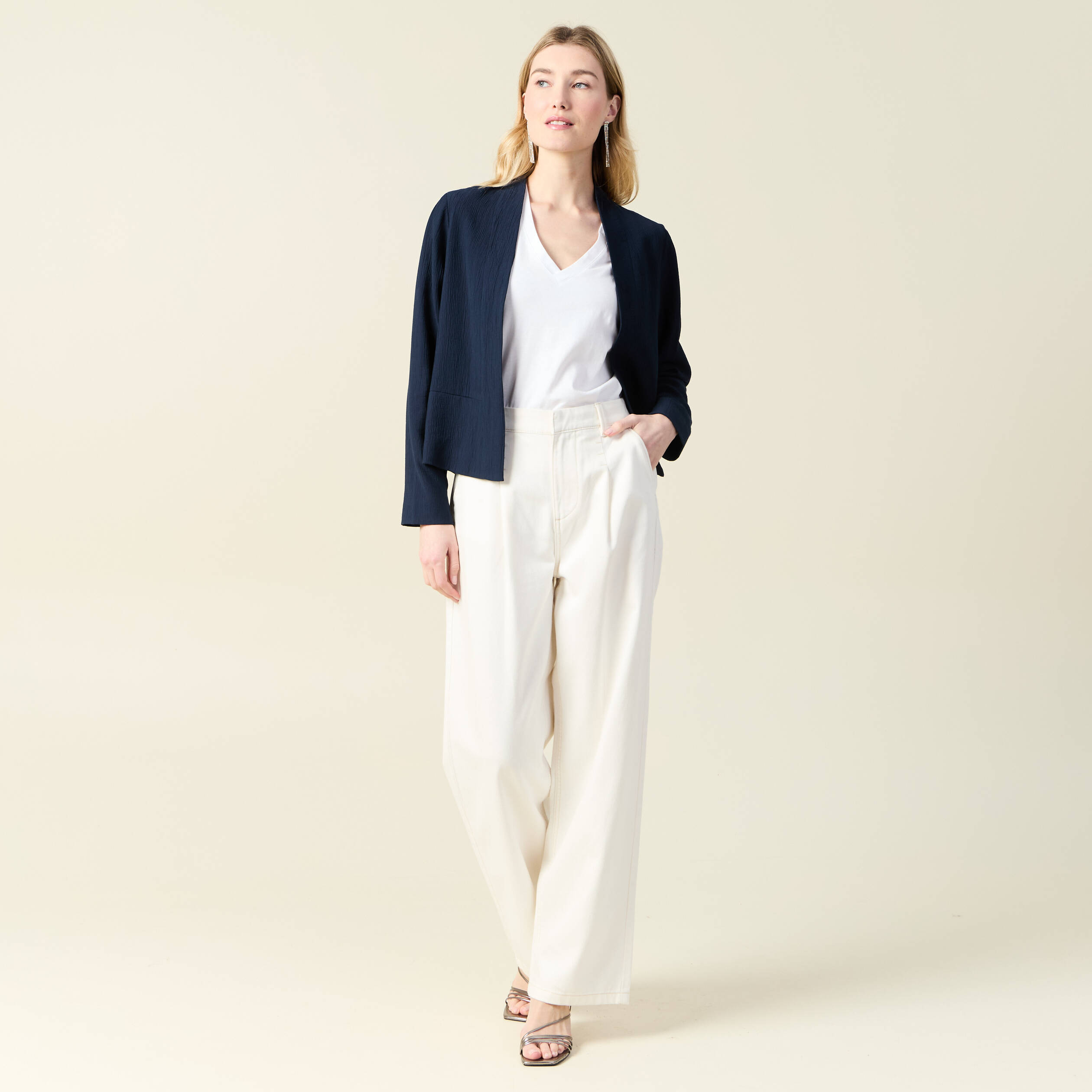 Veste esprit blazer fluide bleu marine femme